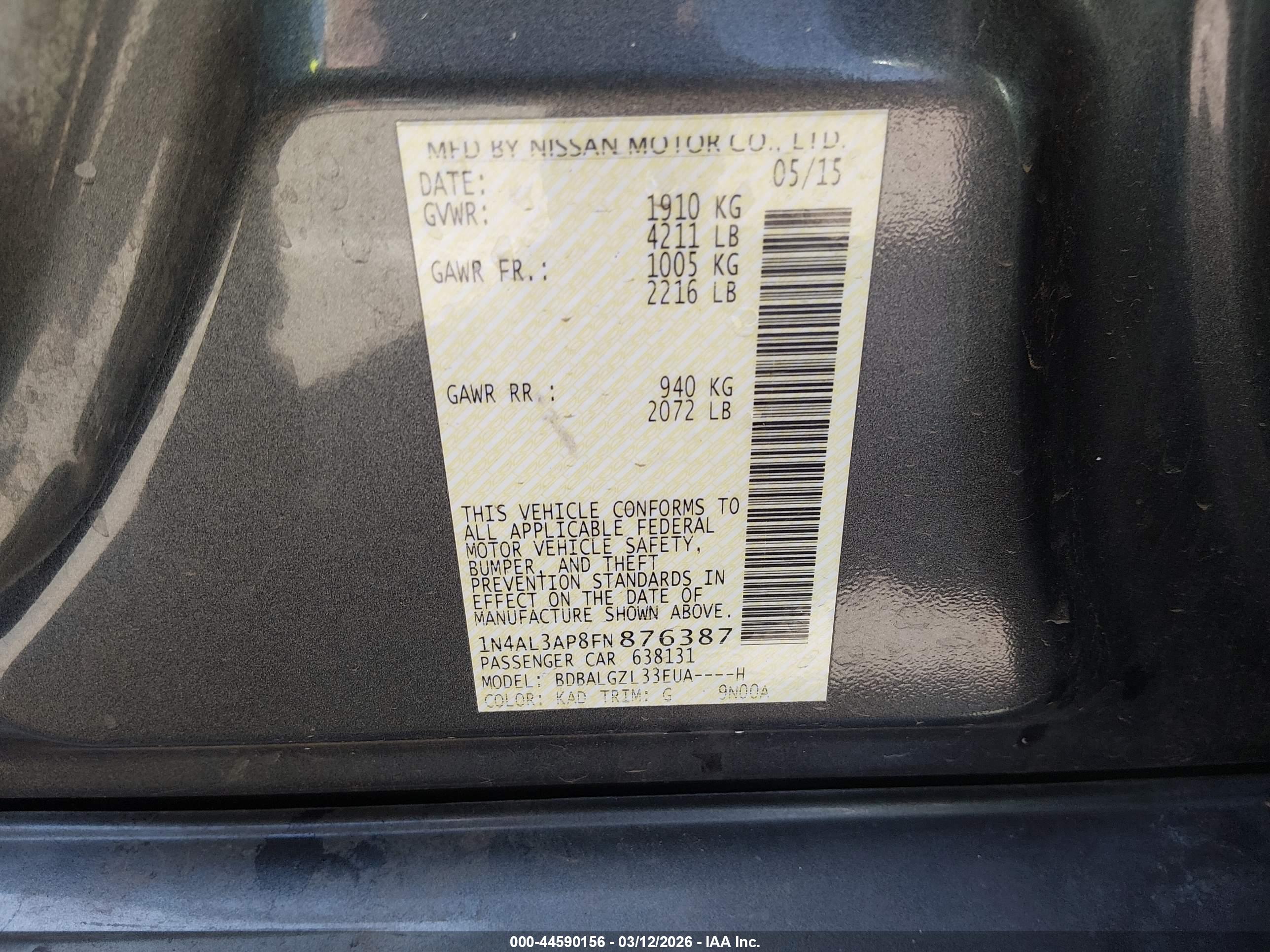 NISSAN ALTIMA image 9