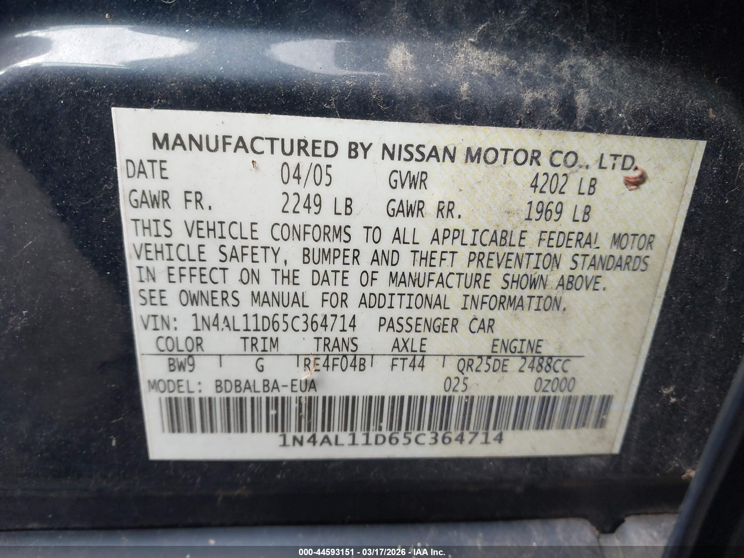 NISSAN ALTIMA image 9