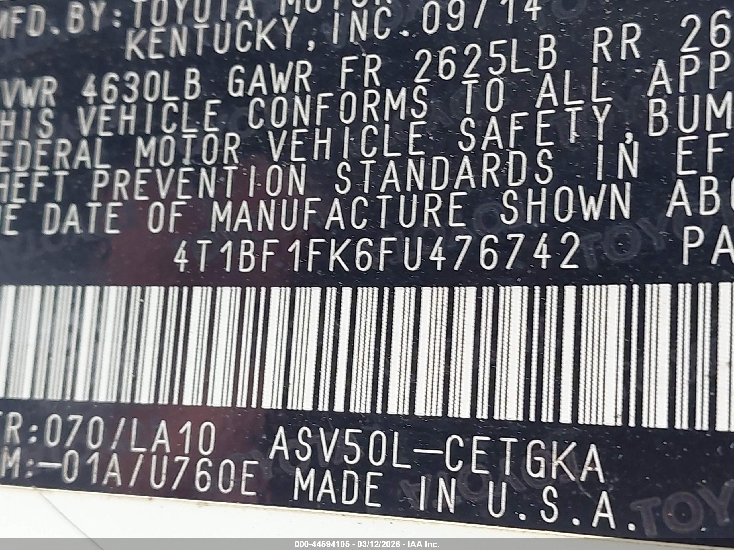 TOYOTA CAMRY image 9