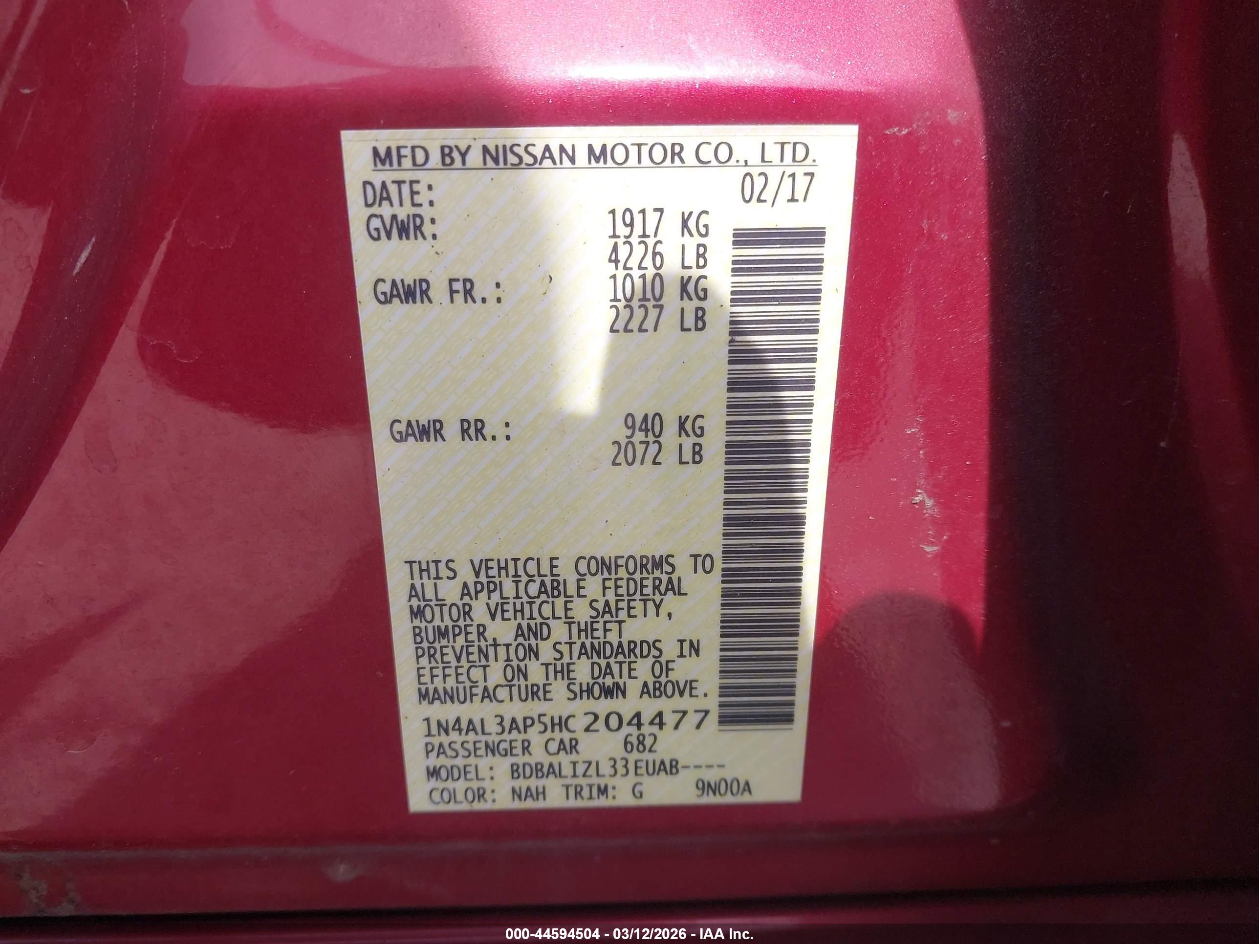 NISSAN ALTIMA image 9