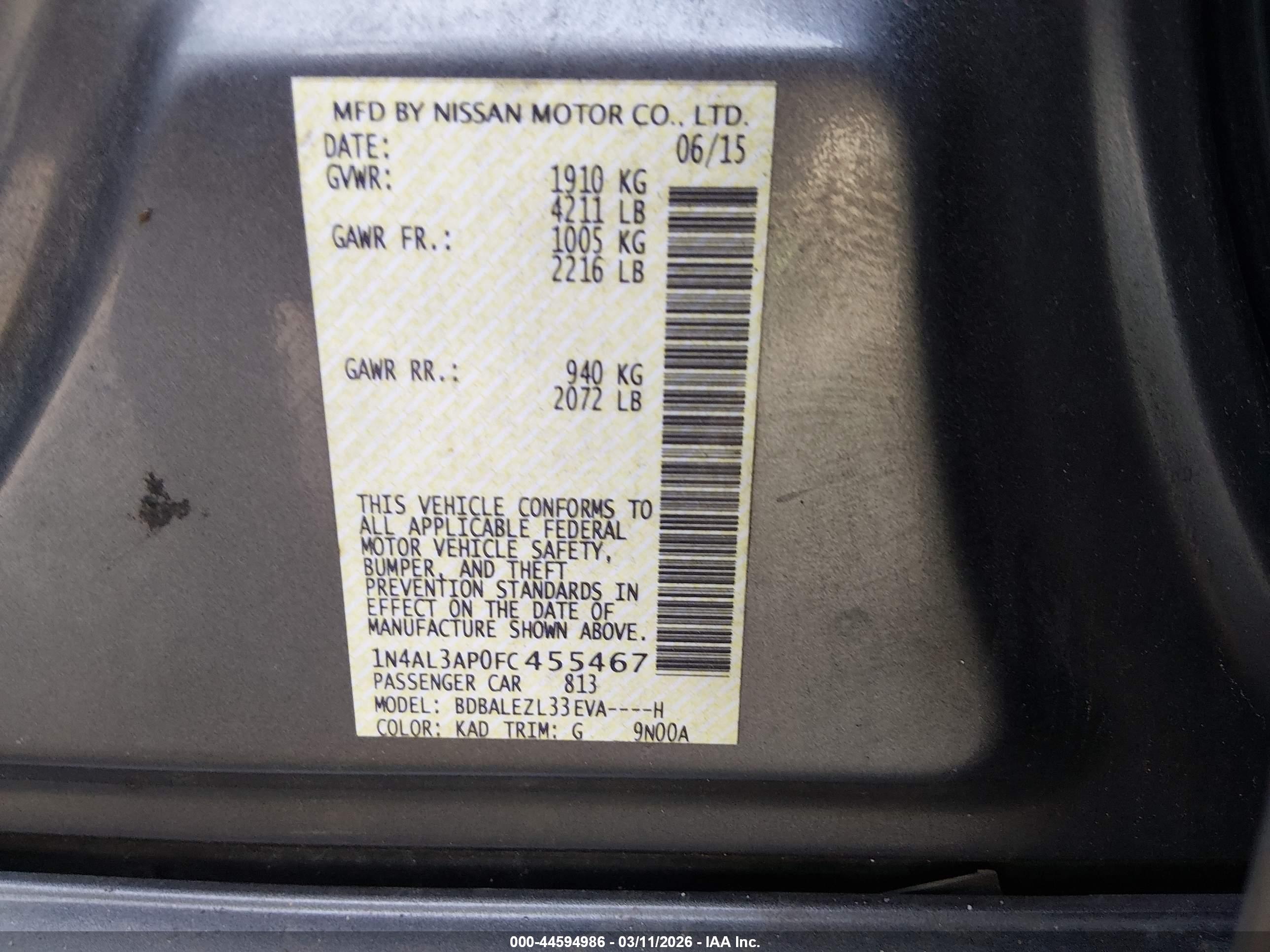 NISSAN ALTIMA image 9