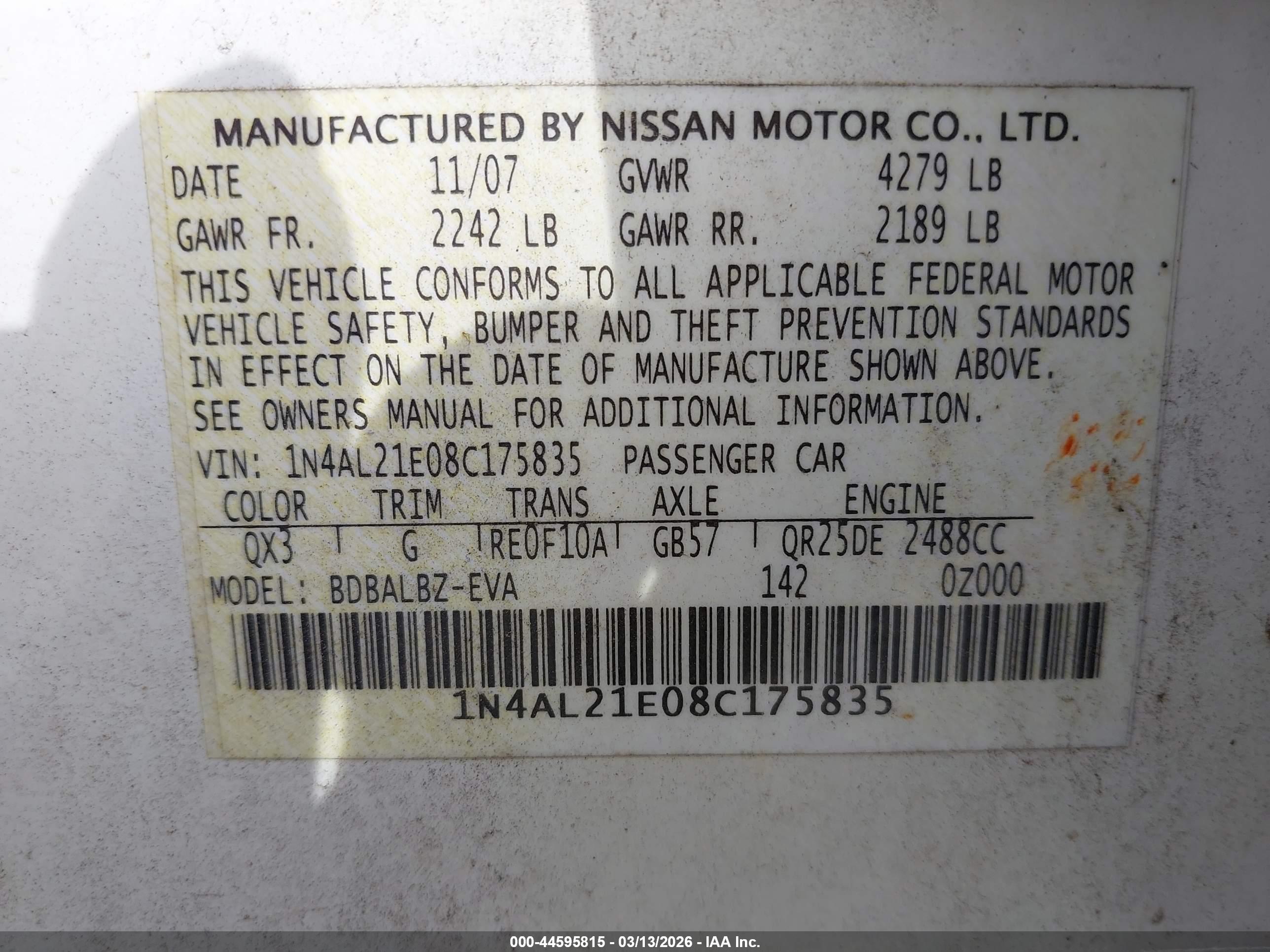 NISSAN ALTIMA image 9