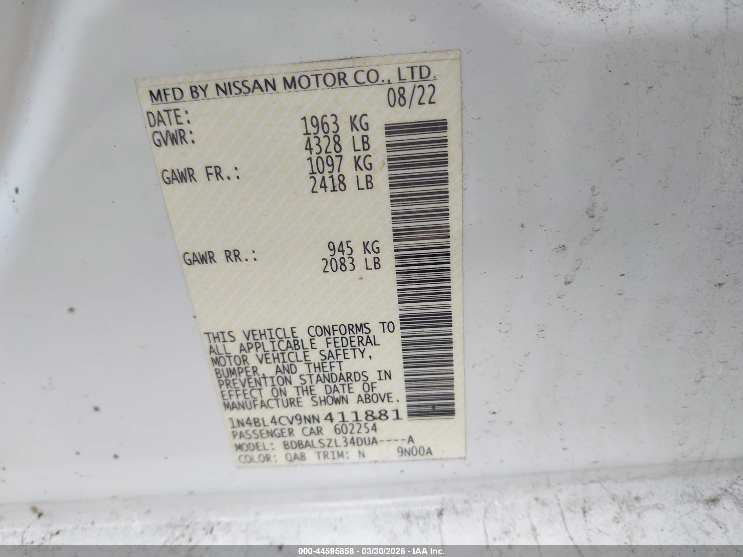 NISSAN ALTIMA image 9