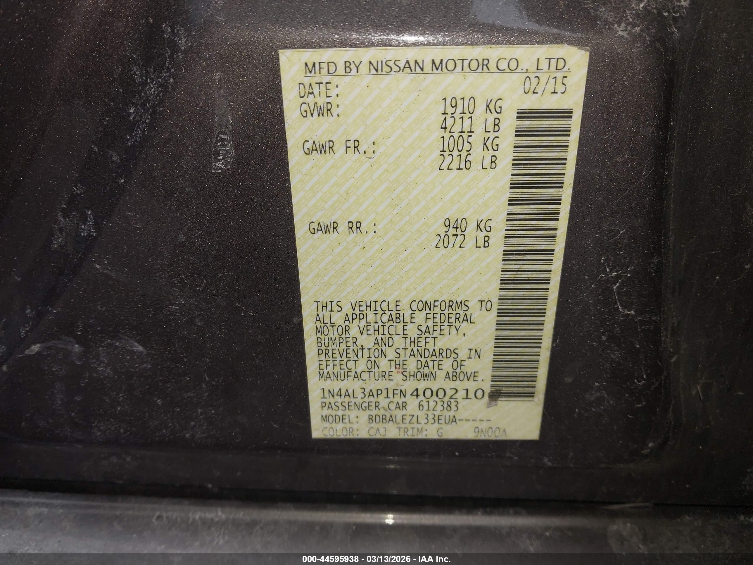 NISSAN ALTIMA image 9