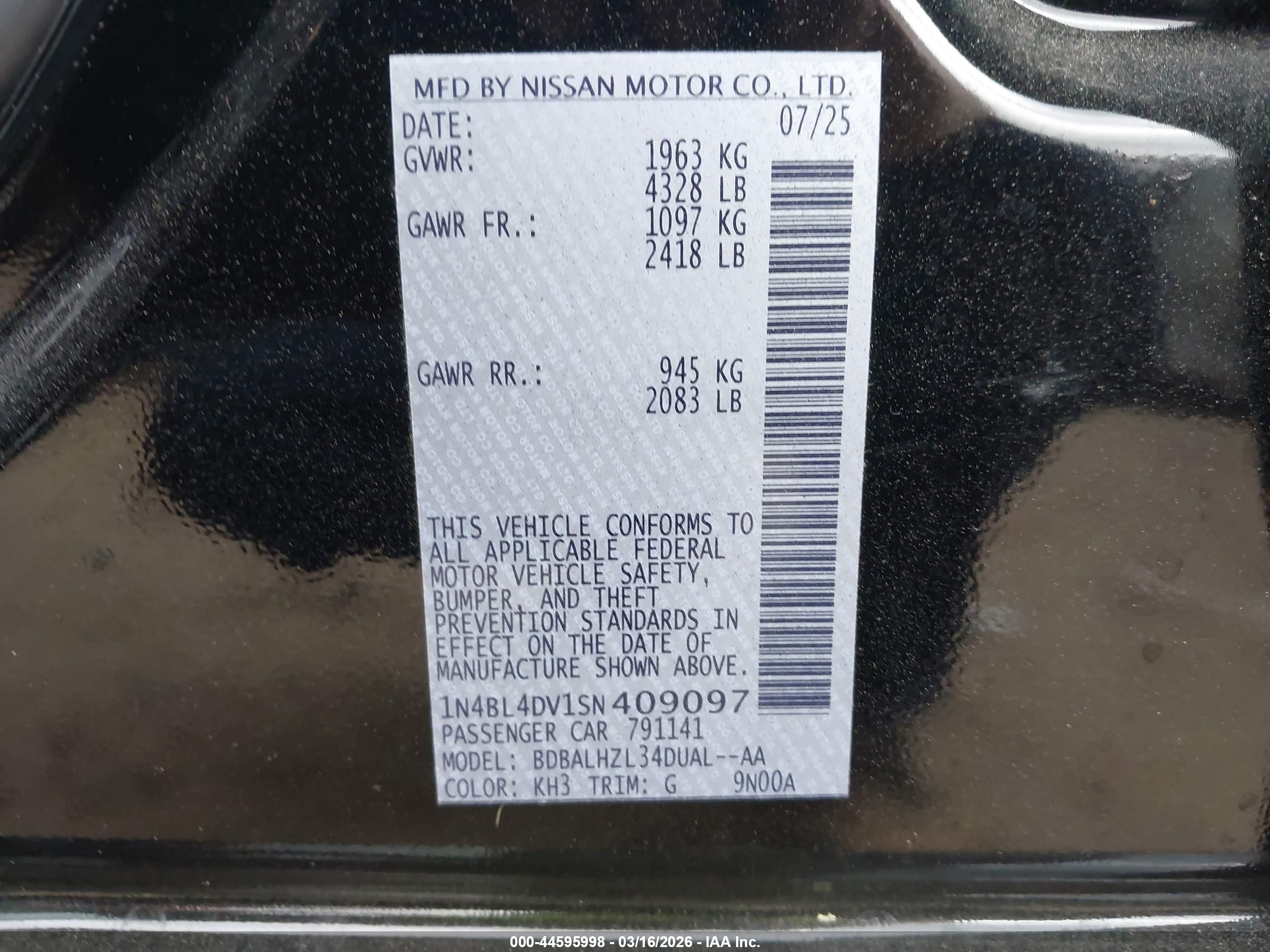 NISSAN ALTIMA image 9