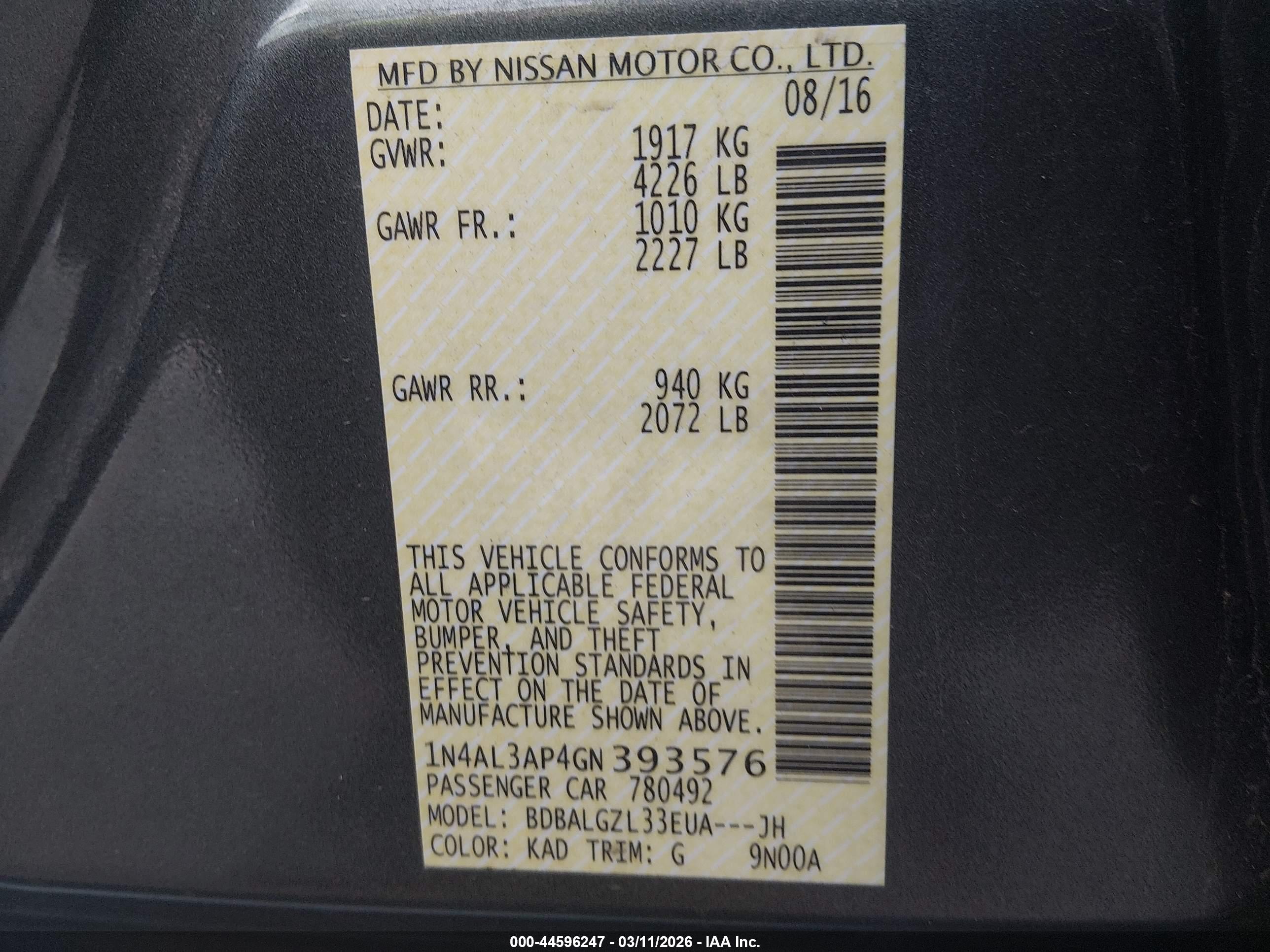 NISSAN ALTIMA image 9
