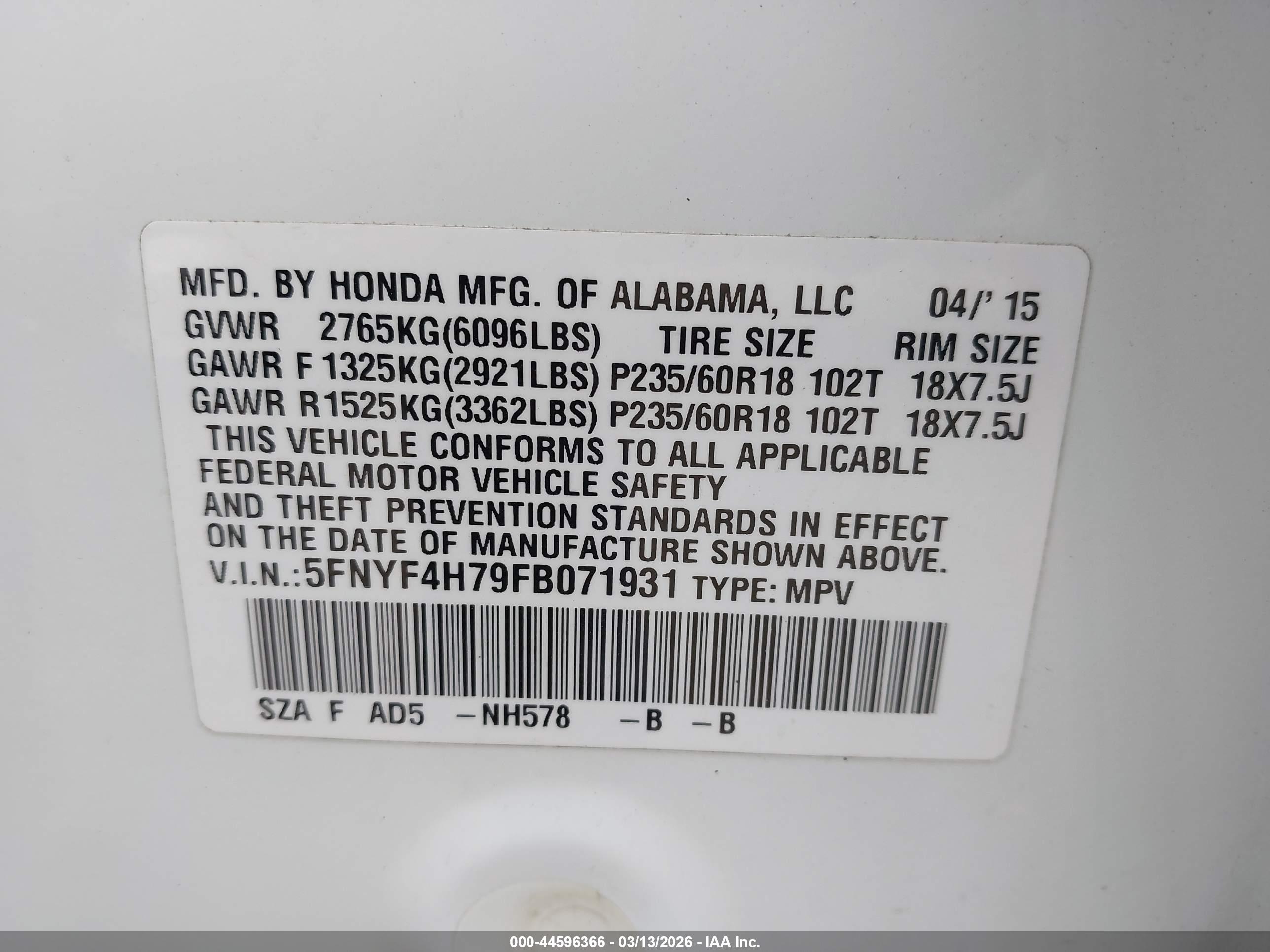 HONDA PILOT image 9