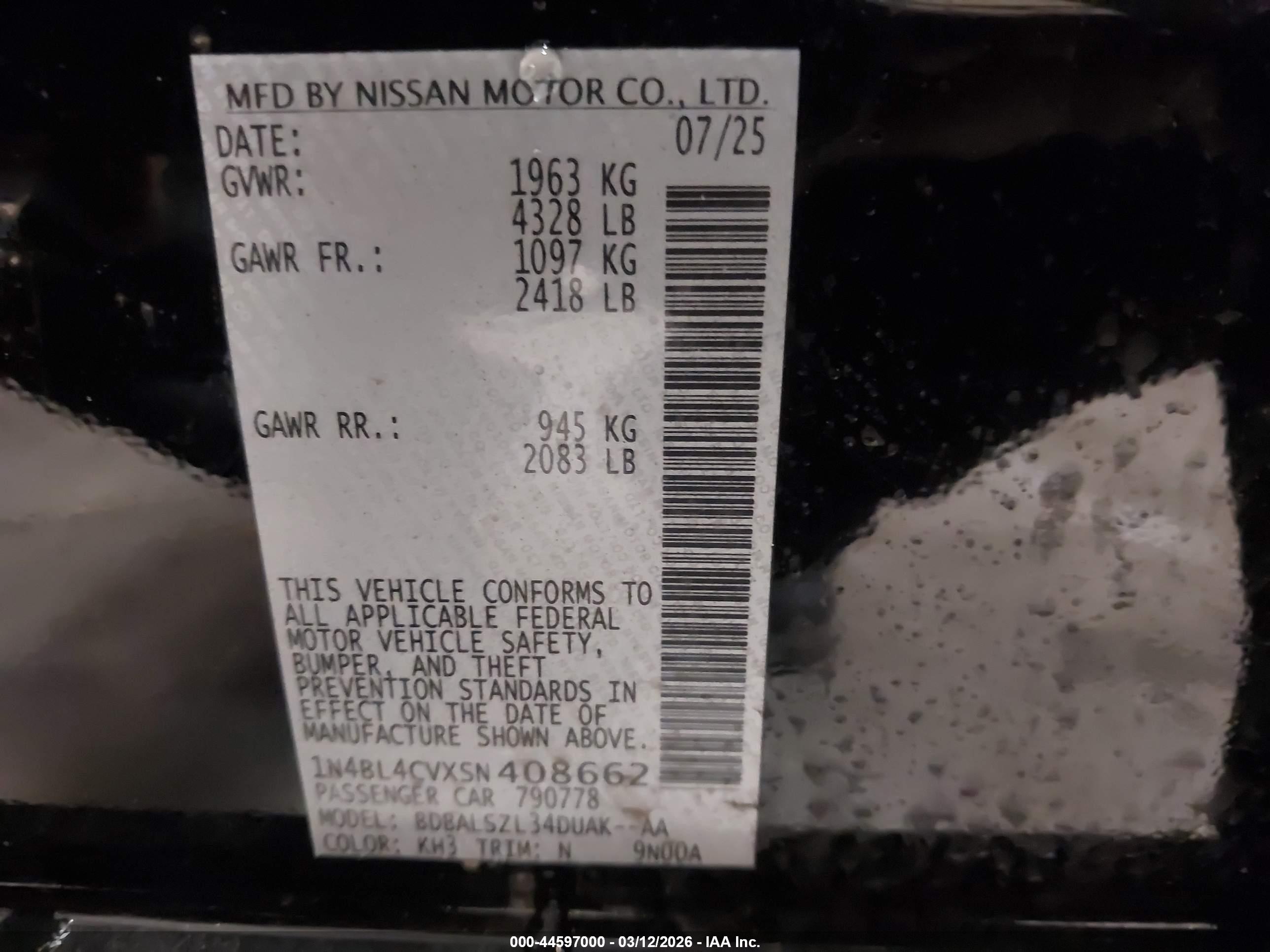 NISSAN ALTIMA image 9