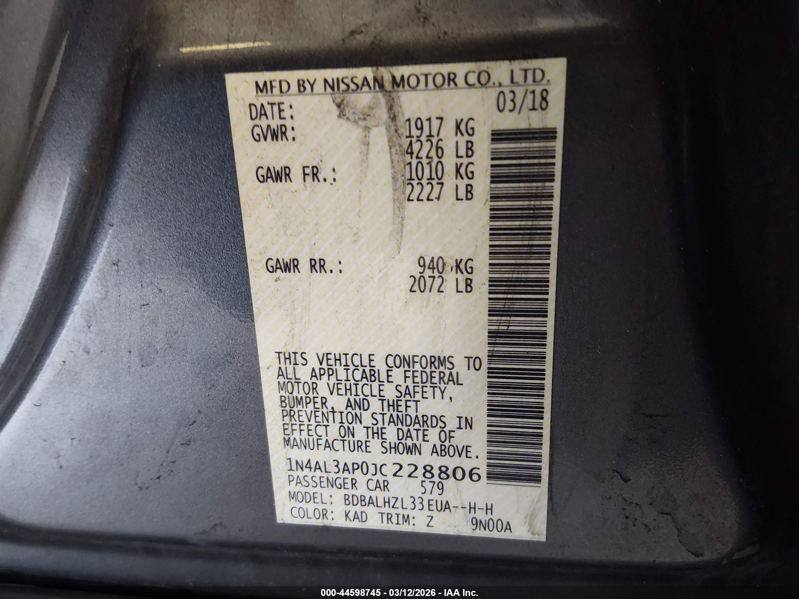 NISSAN ALTIMA image 9