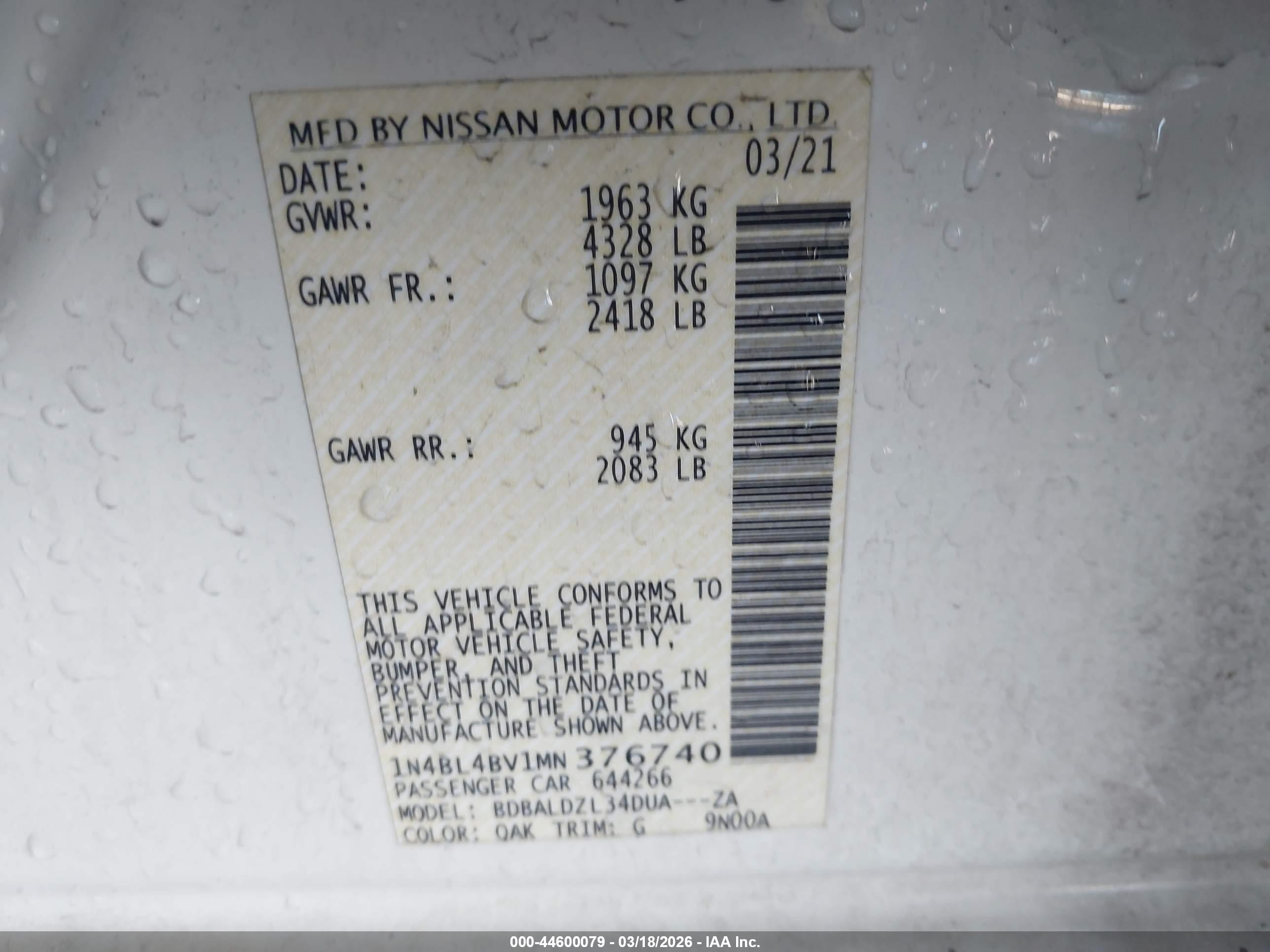 NISSAN ALTIMA image 9