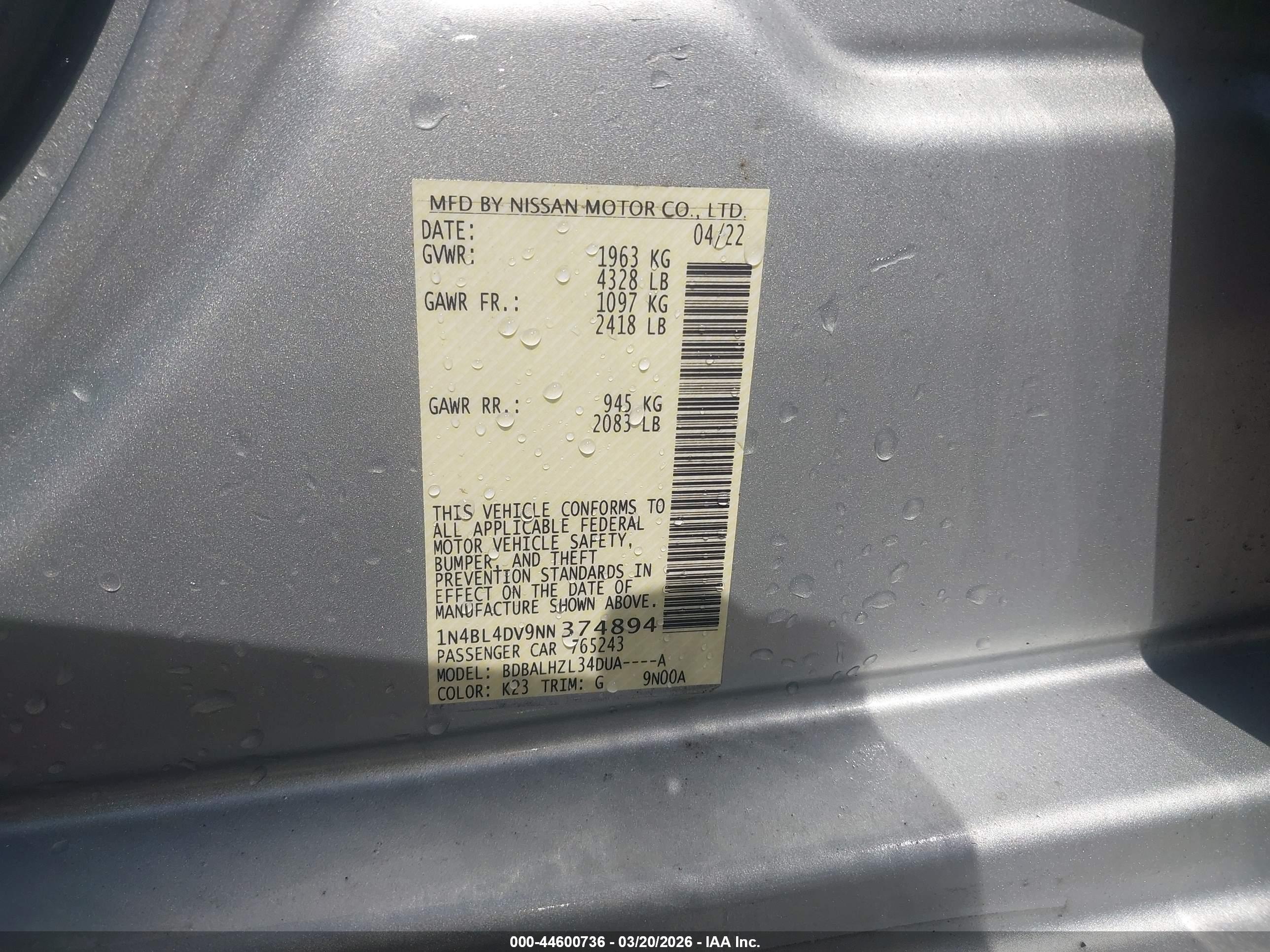 NISSAN ALTIMA image 9