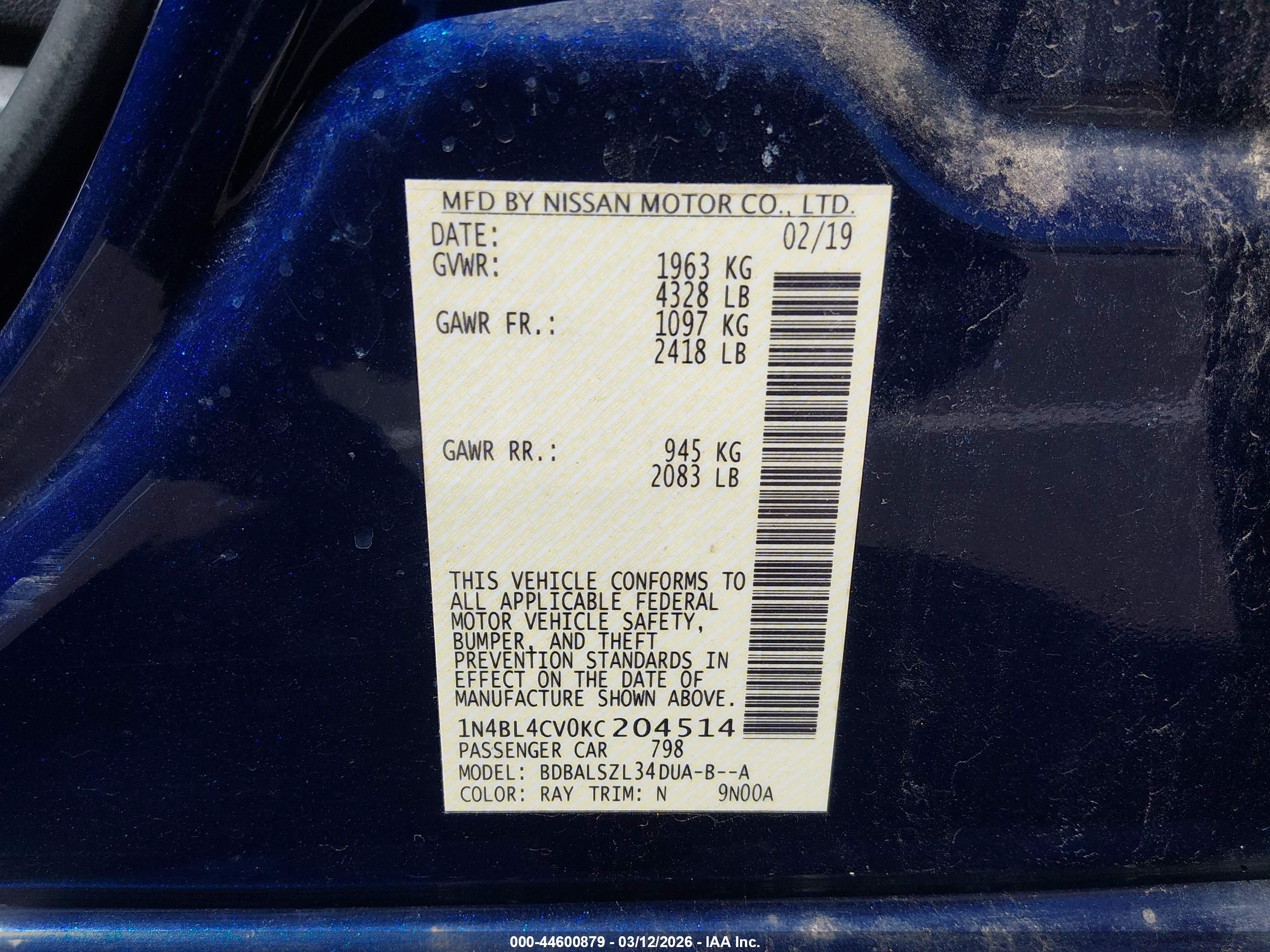 NISSAN ALTIMA image 9