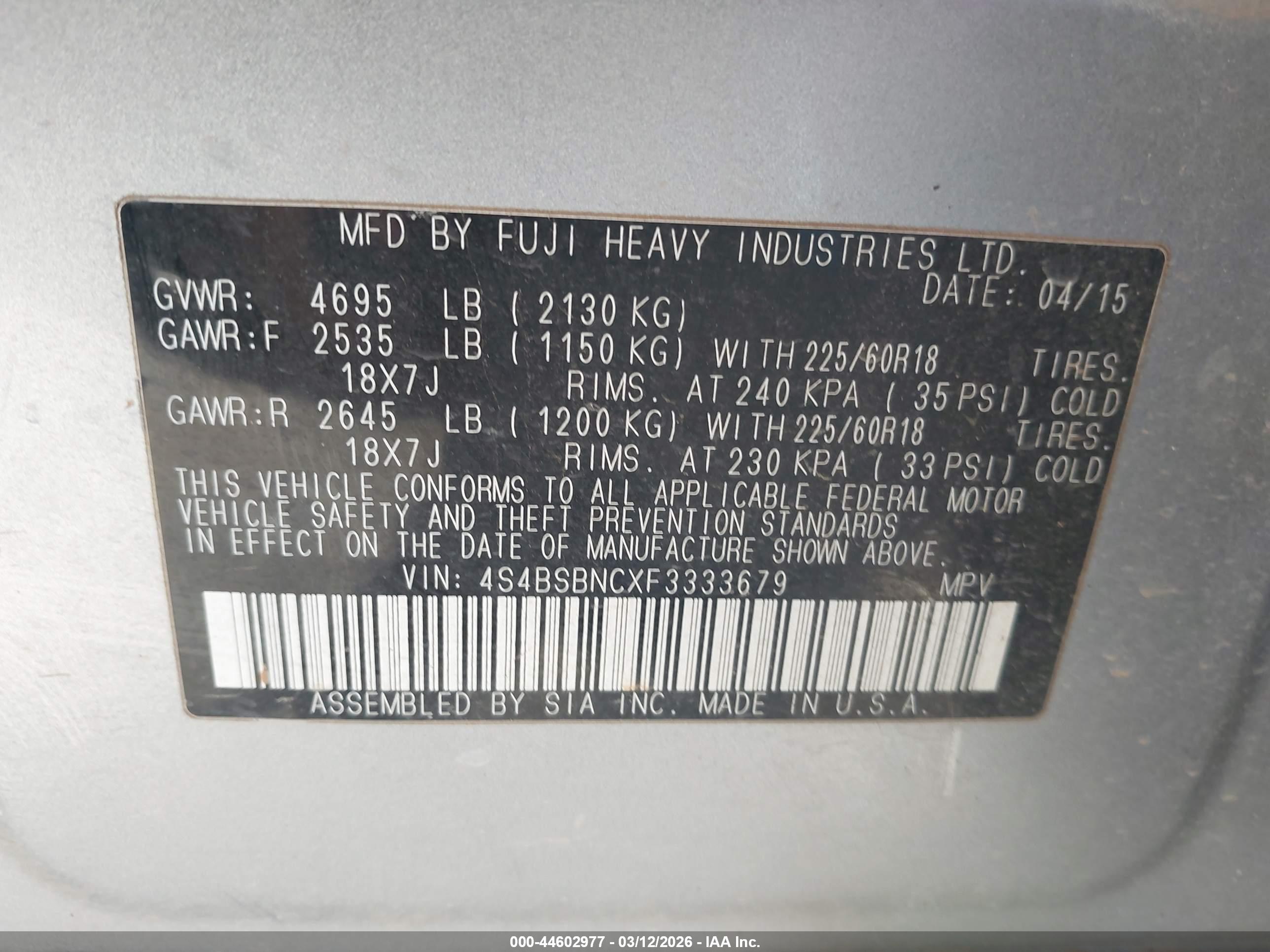 SUBARU OUTBACK image 9