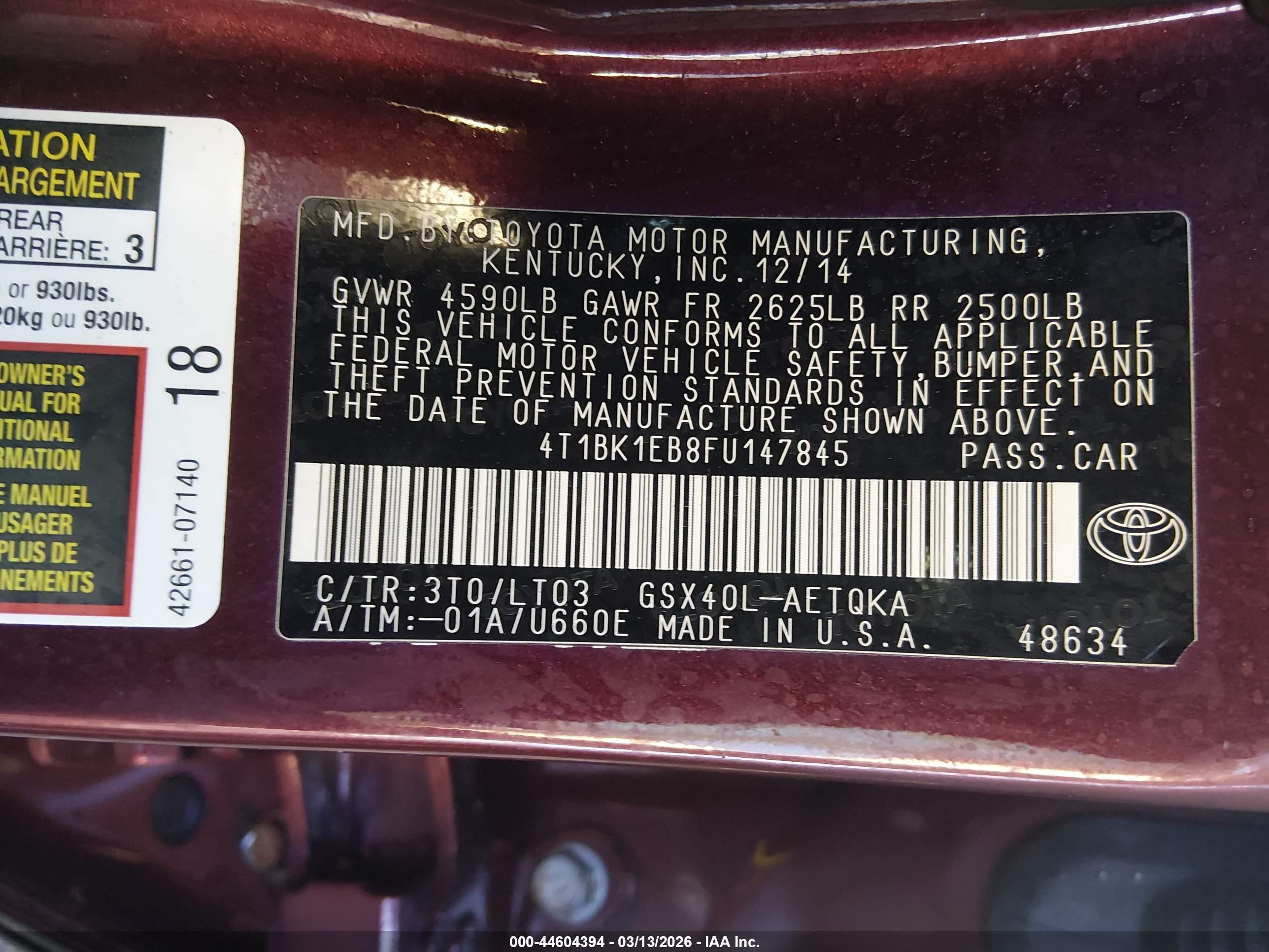 TOYOTA AVALON image 9