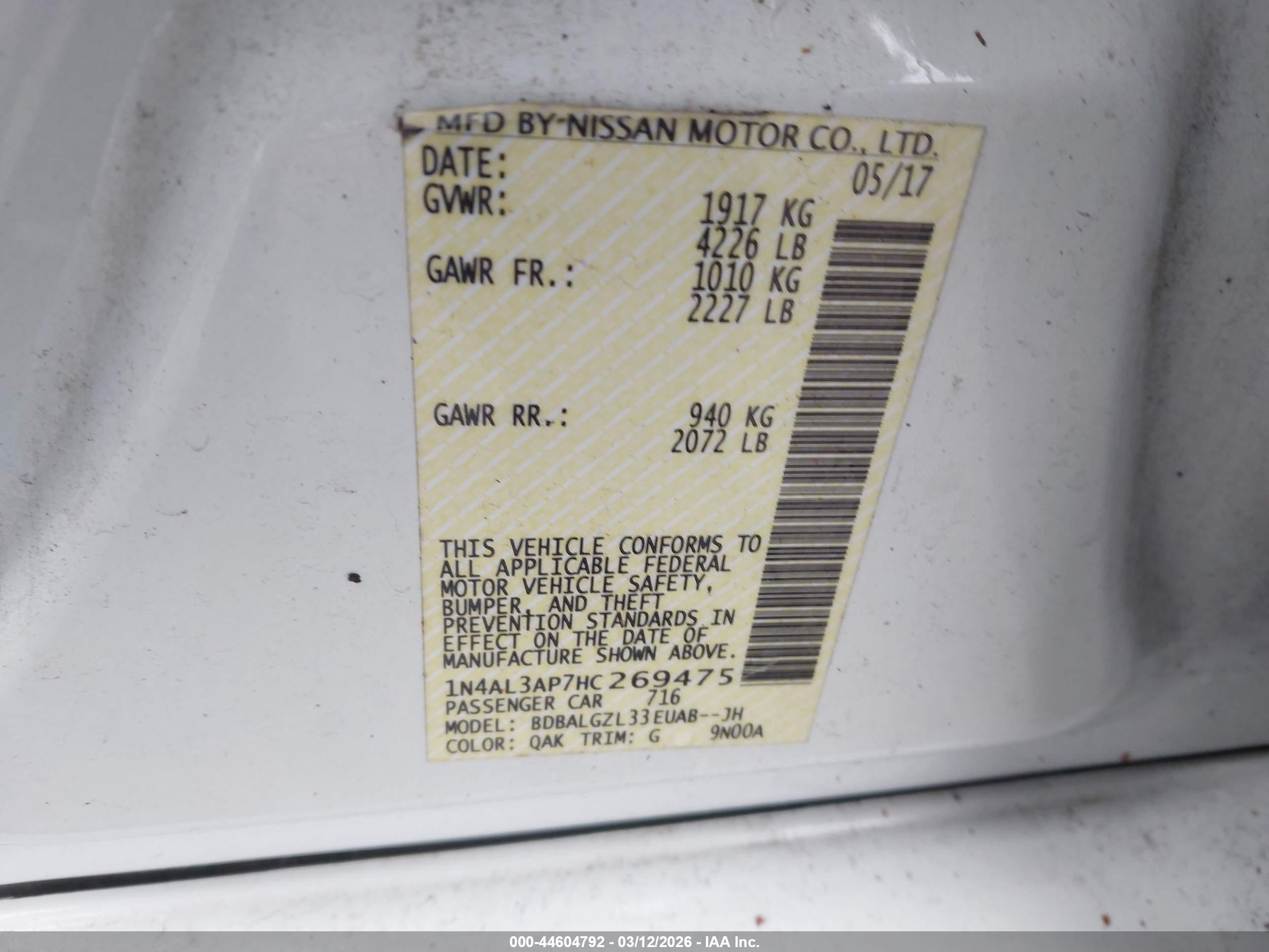 NISSAN ALTIMA image 9