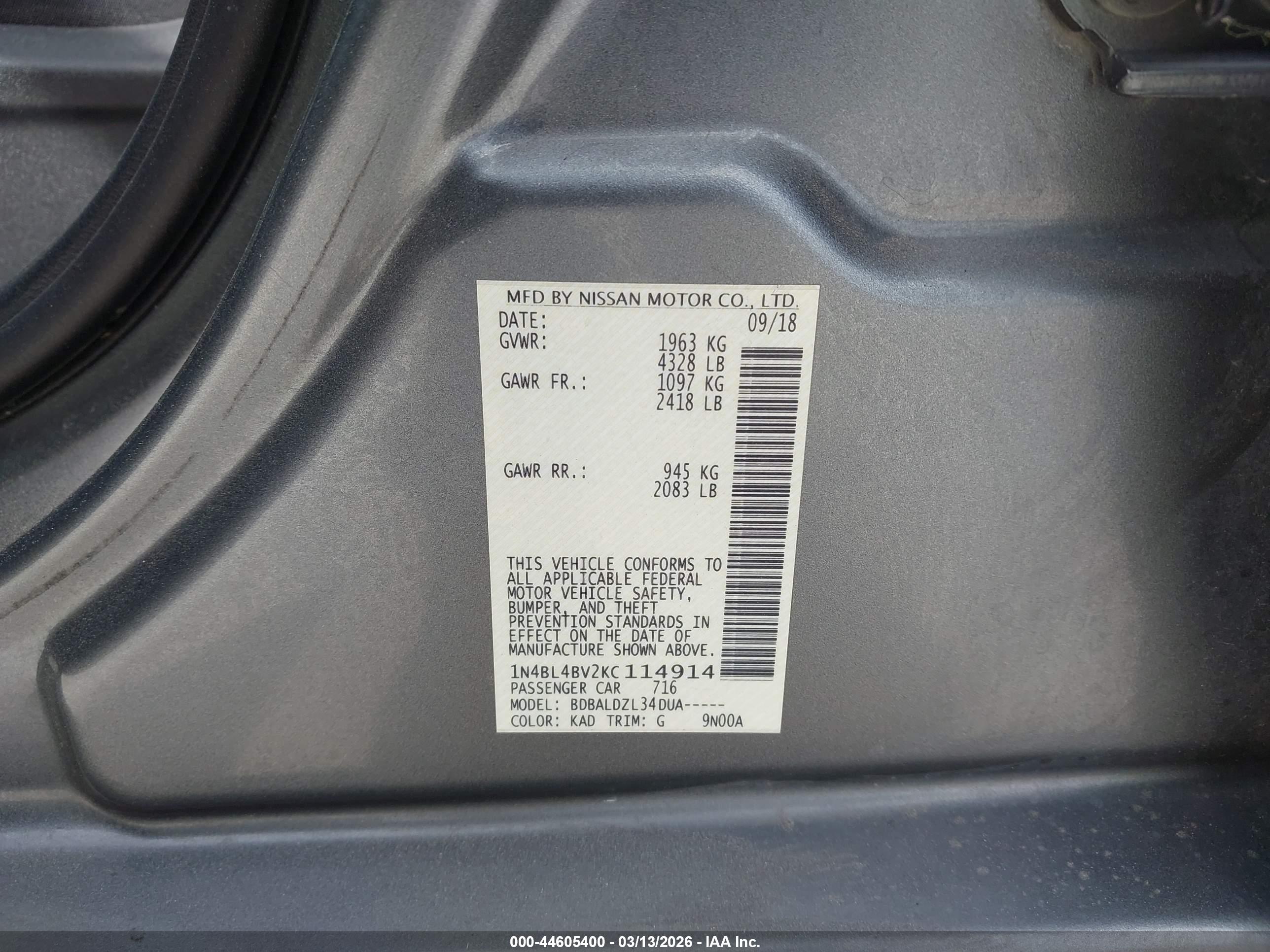 NISSAN ALTIMA image 9