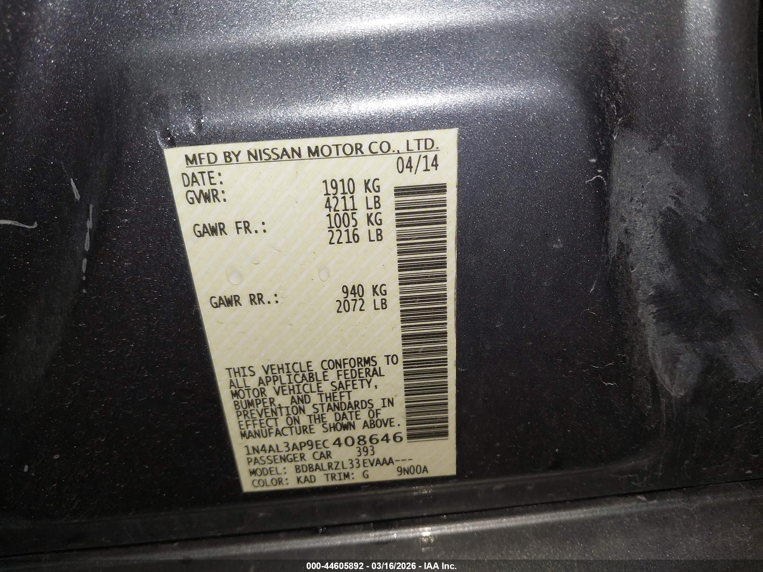 NISSAN ALTIMA image 9