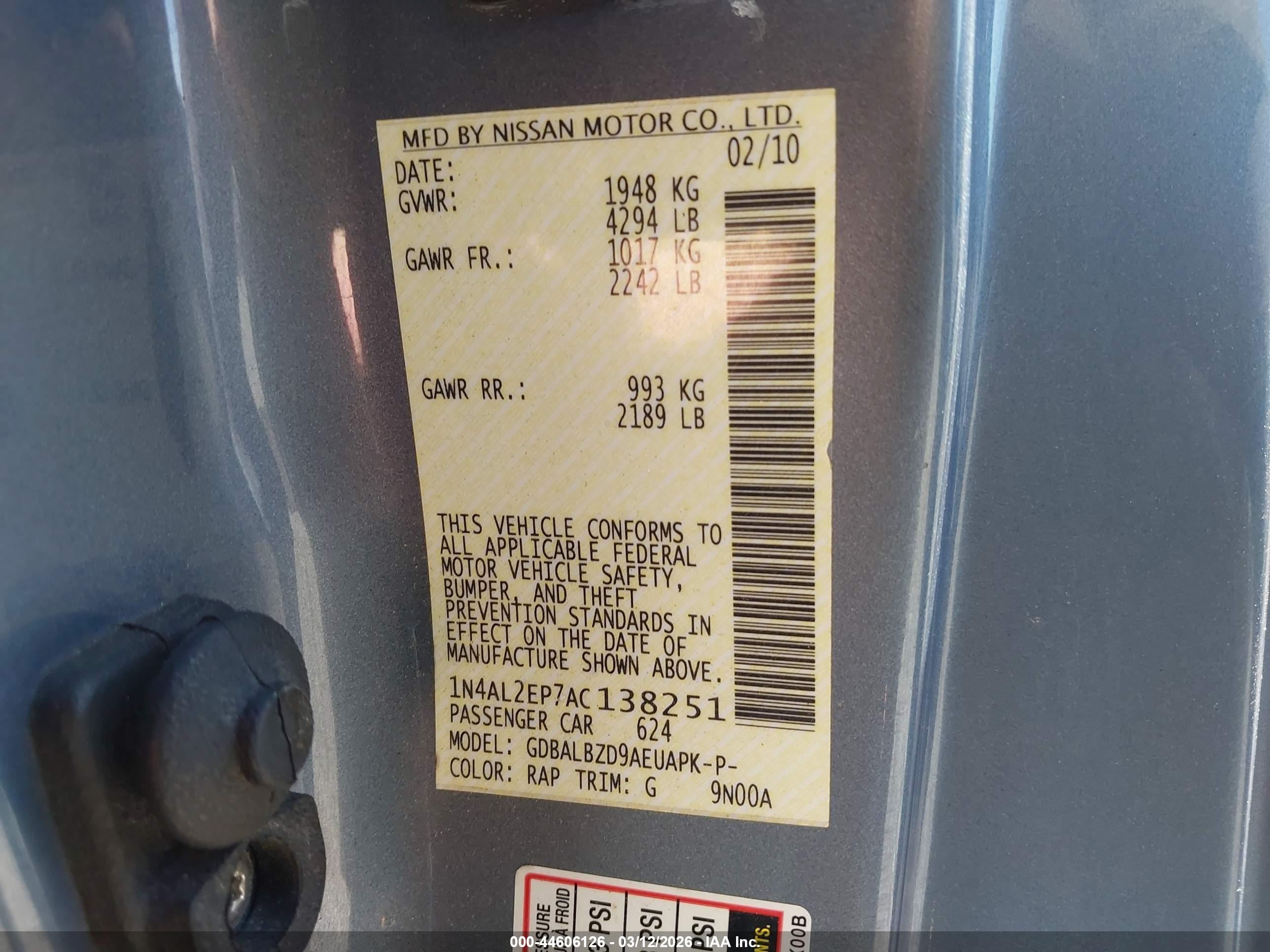 NISSAN ALTIMA image 9