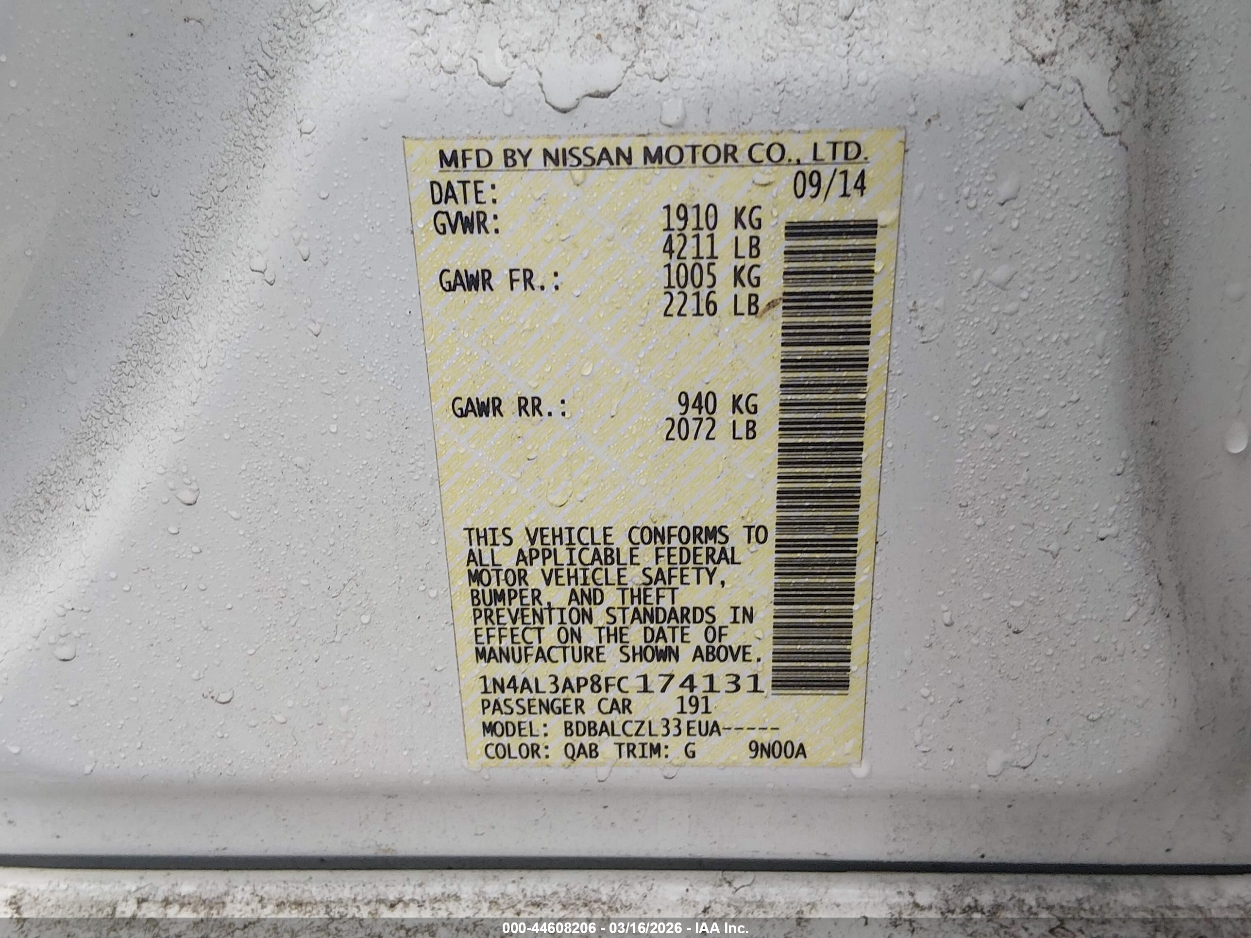 NISSAN ALTIMA image 9