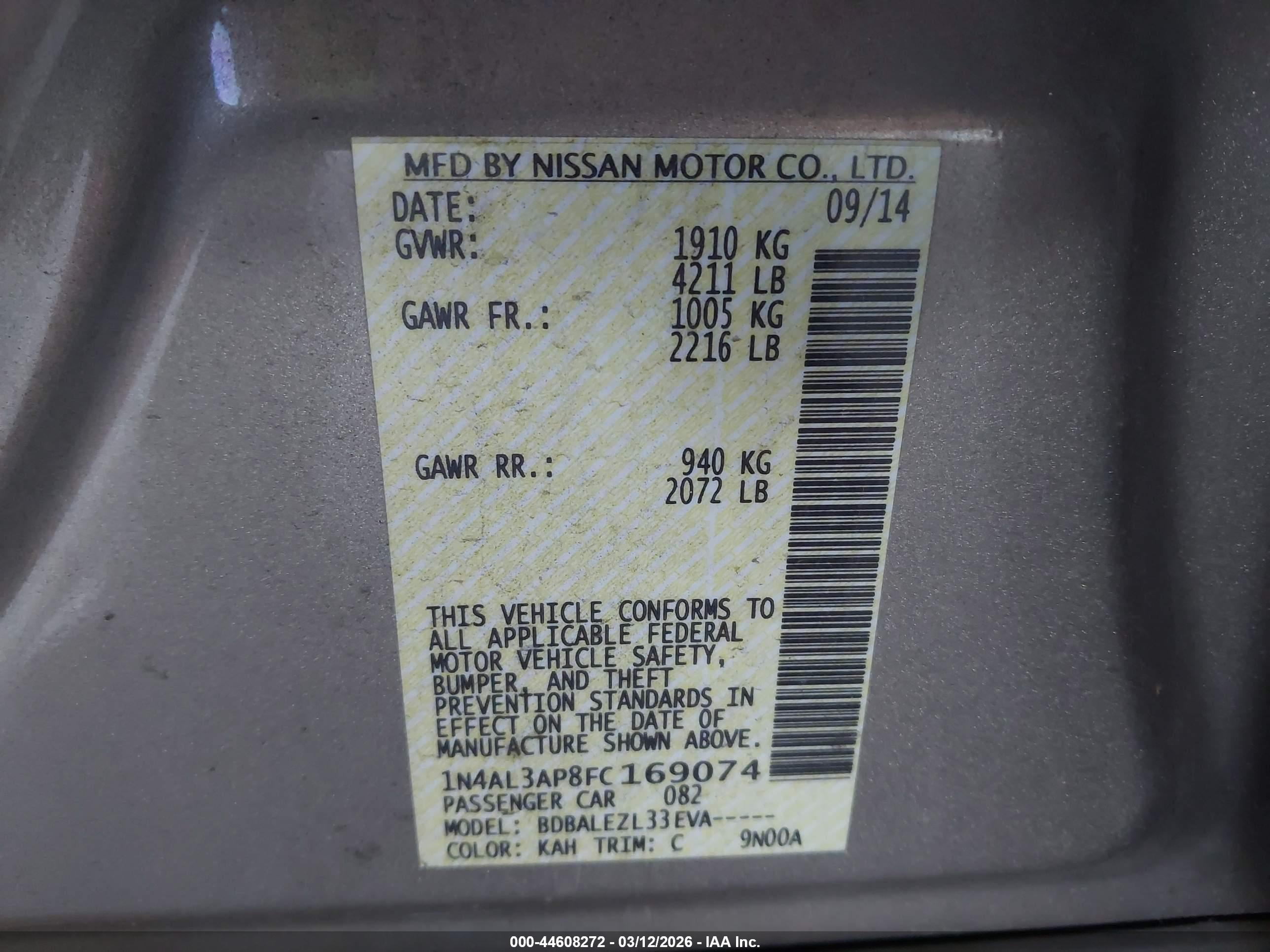 NISSAN ALTIMA image 9