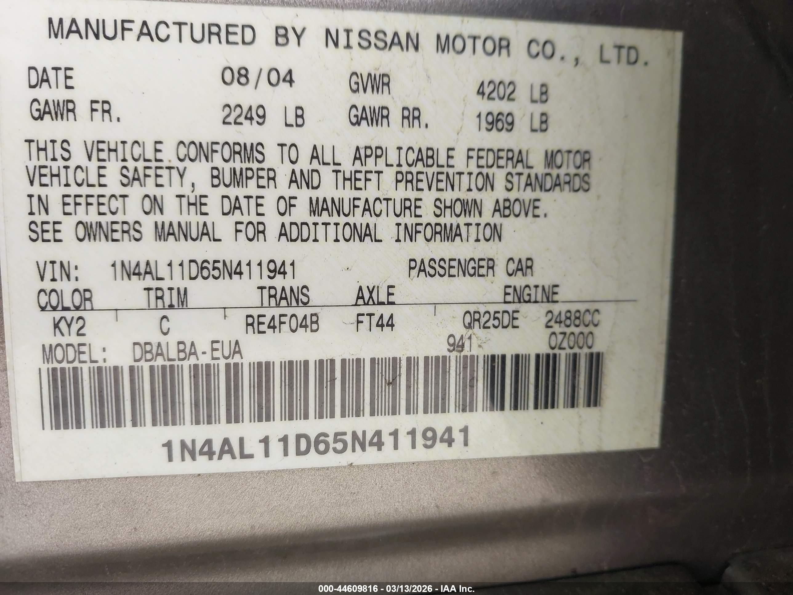 NISSAN ALTIMA image 9