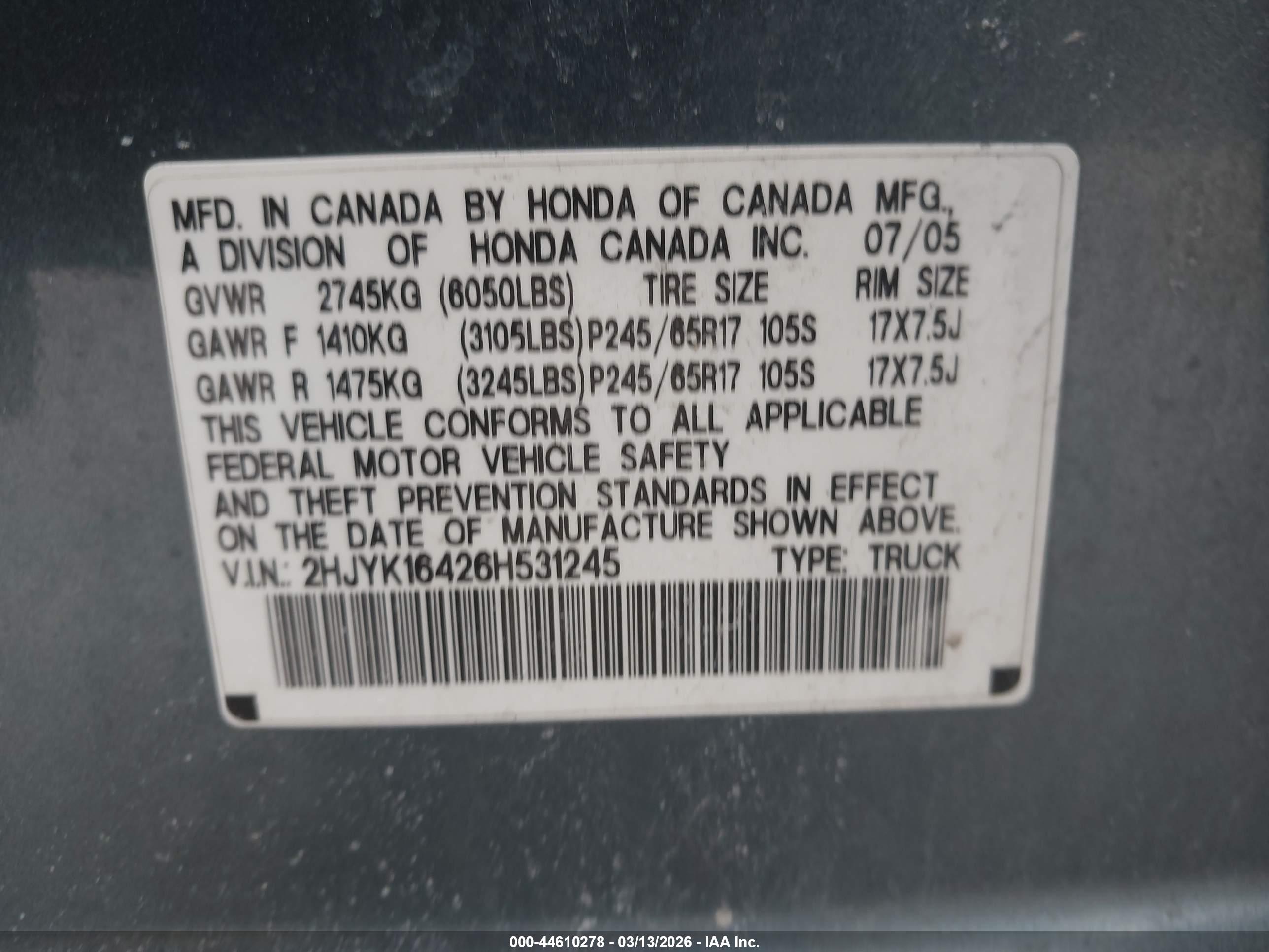 HONDA RIDGELINE image 9