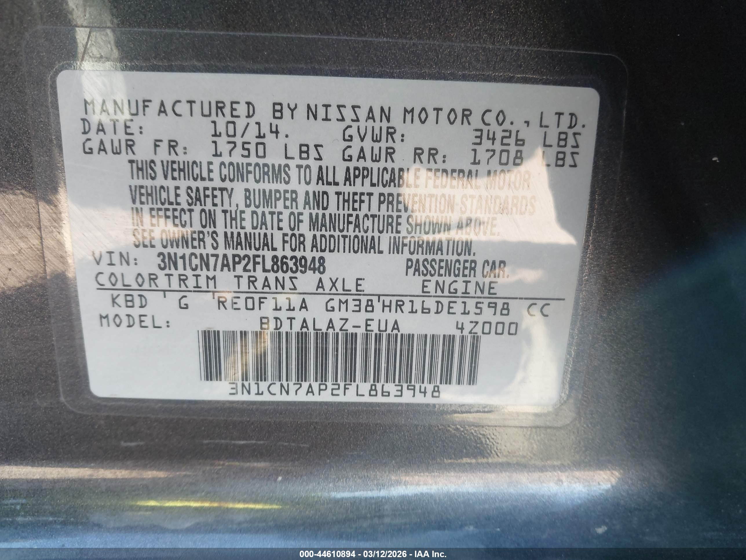 NISSAN VERSA image 9