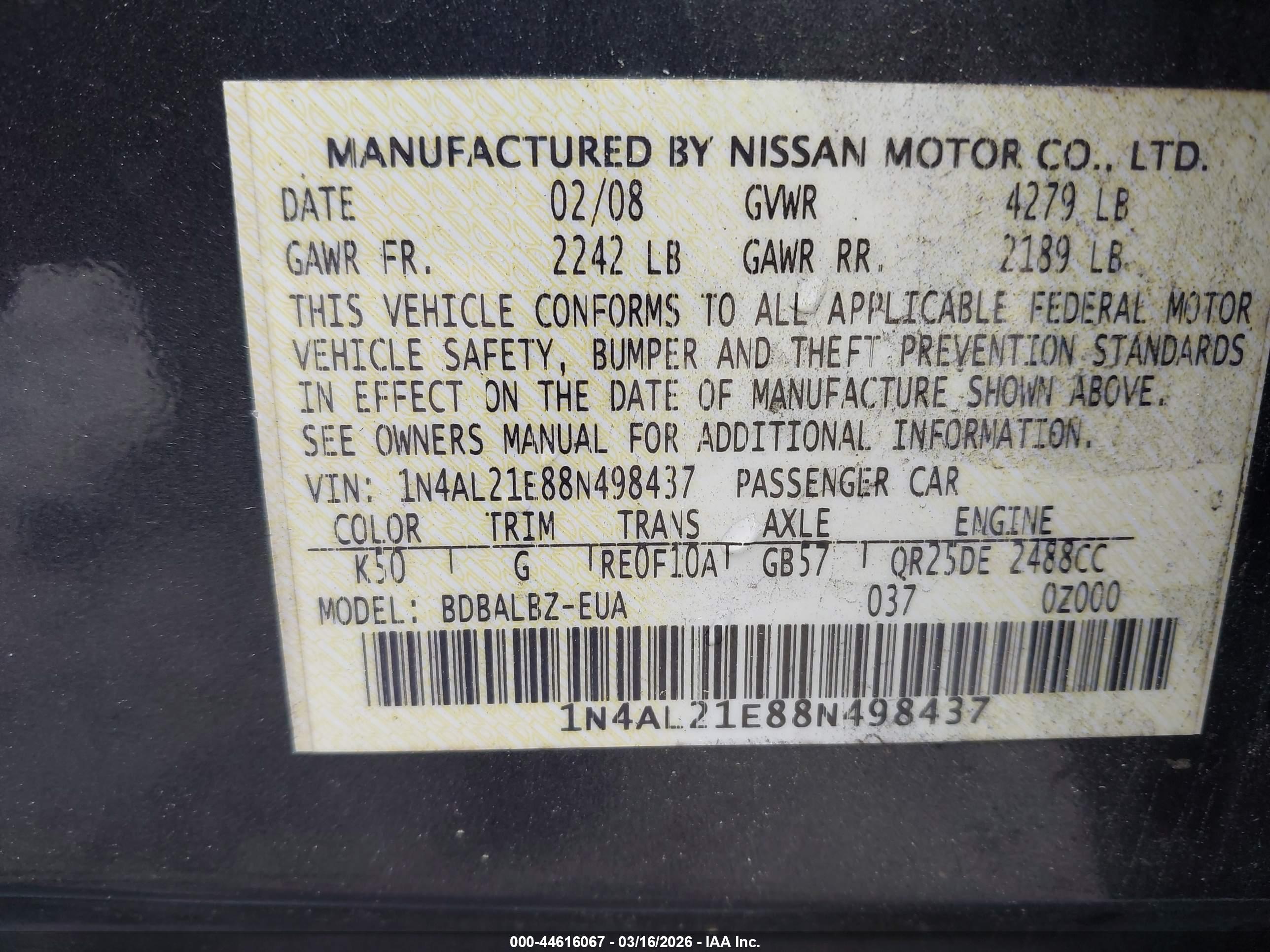 NISSAN ALTIMA image 9