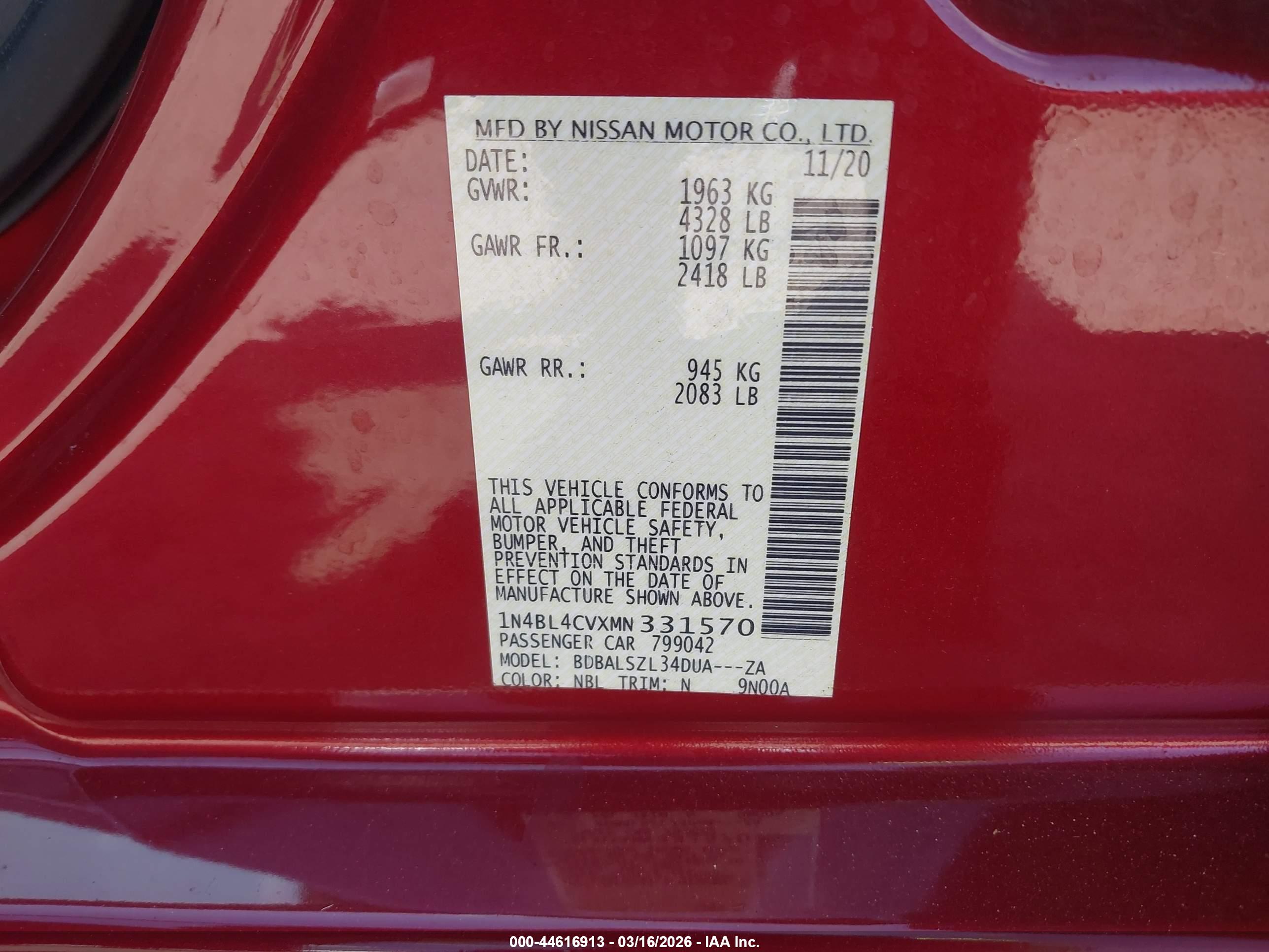 NISSAN ALTIMA image 9