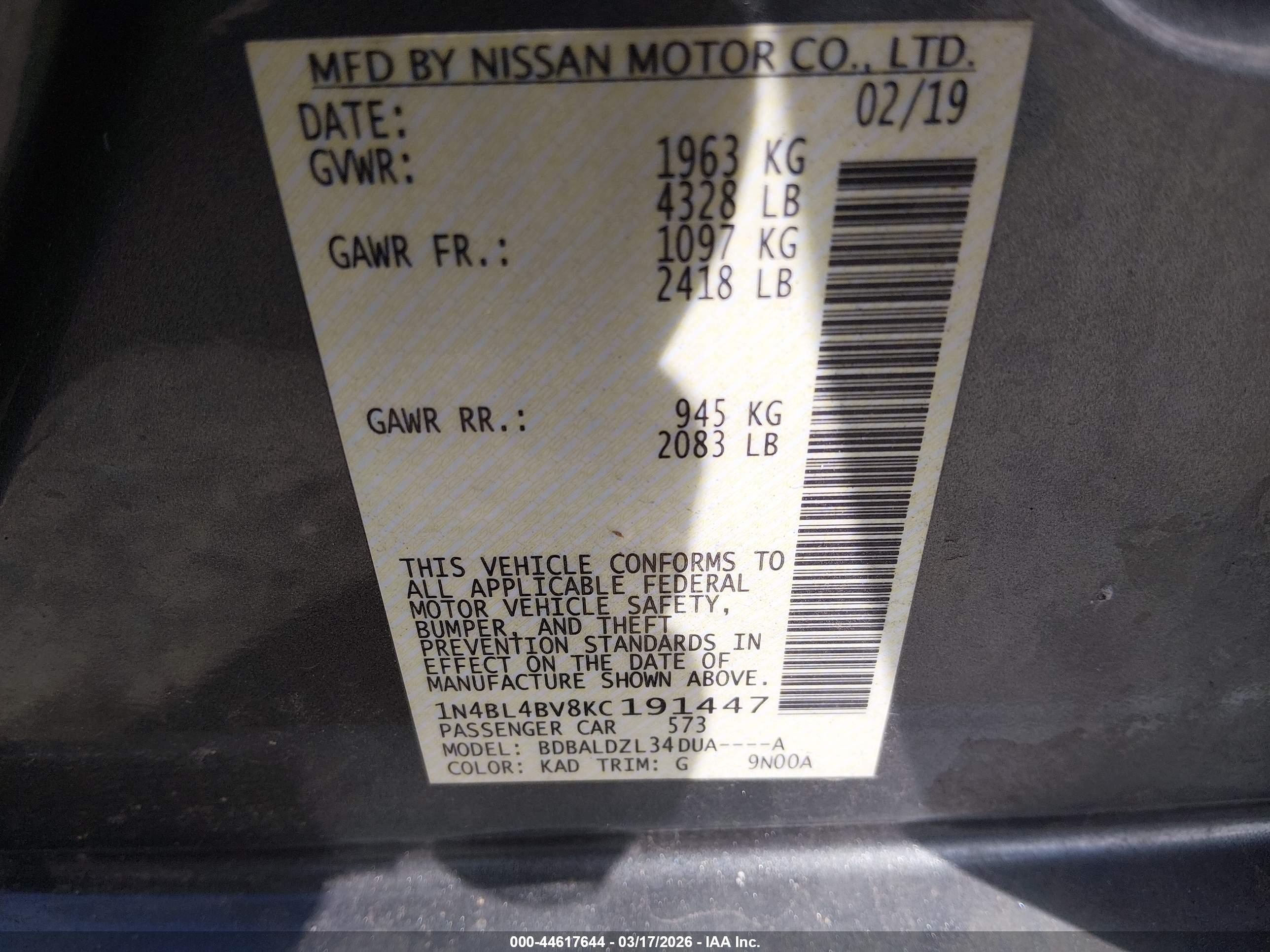 NISSAN ALTIMA image 9