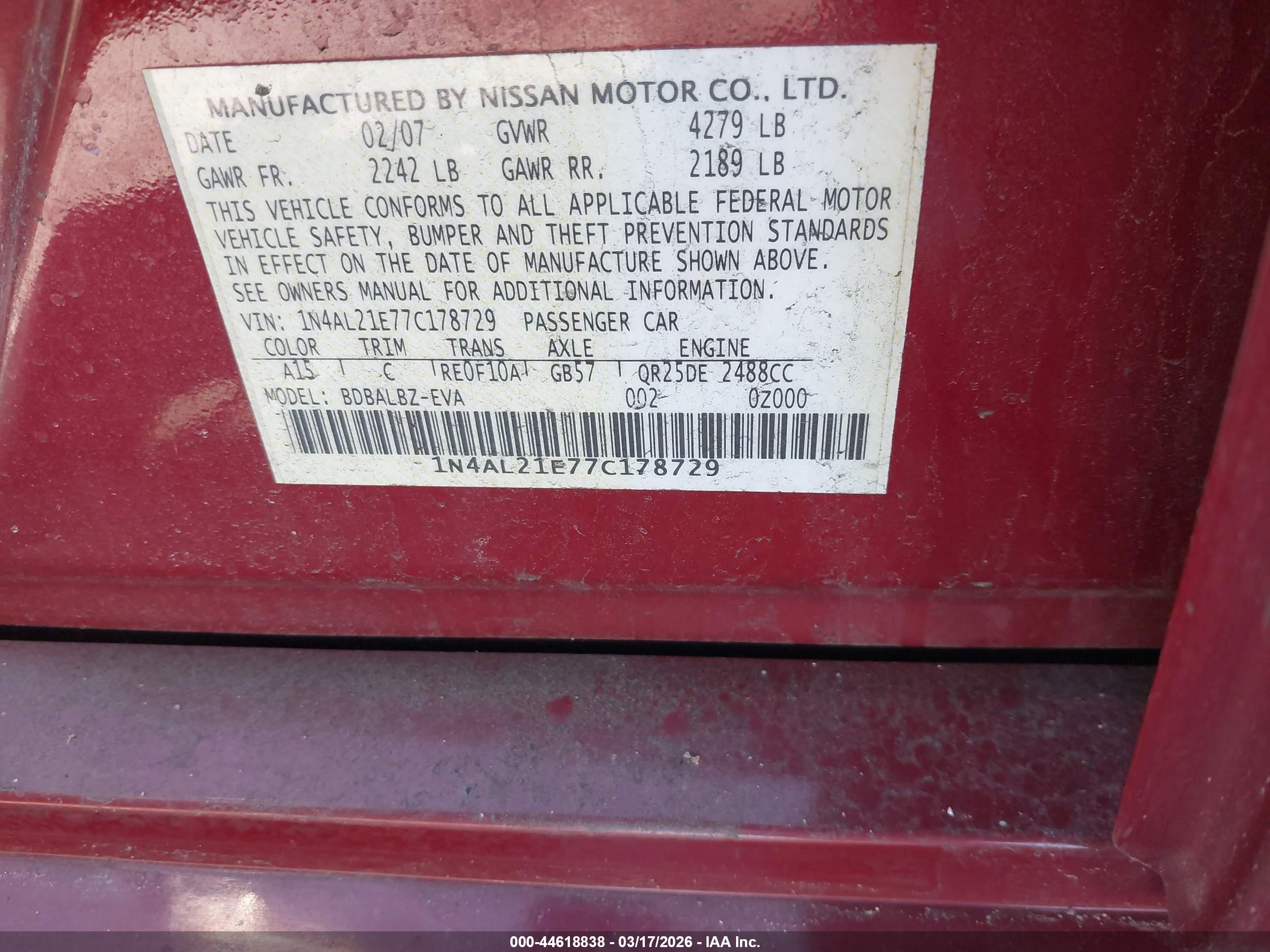 NISSAN ALTIMA image 9