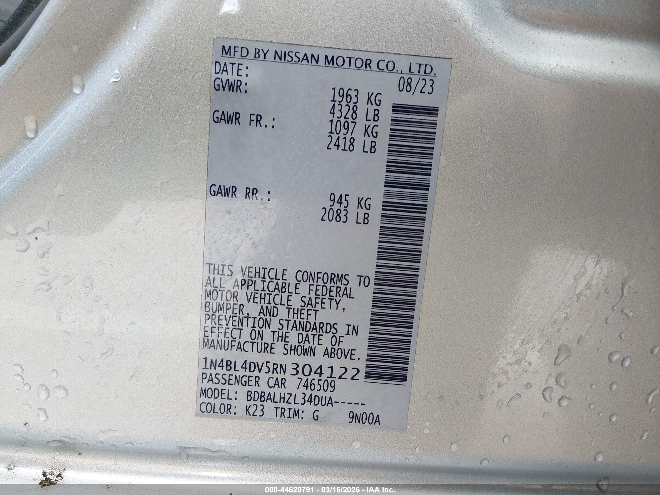 NISSAN ALTIMA image 9
