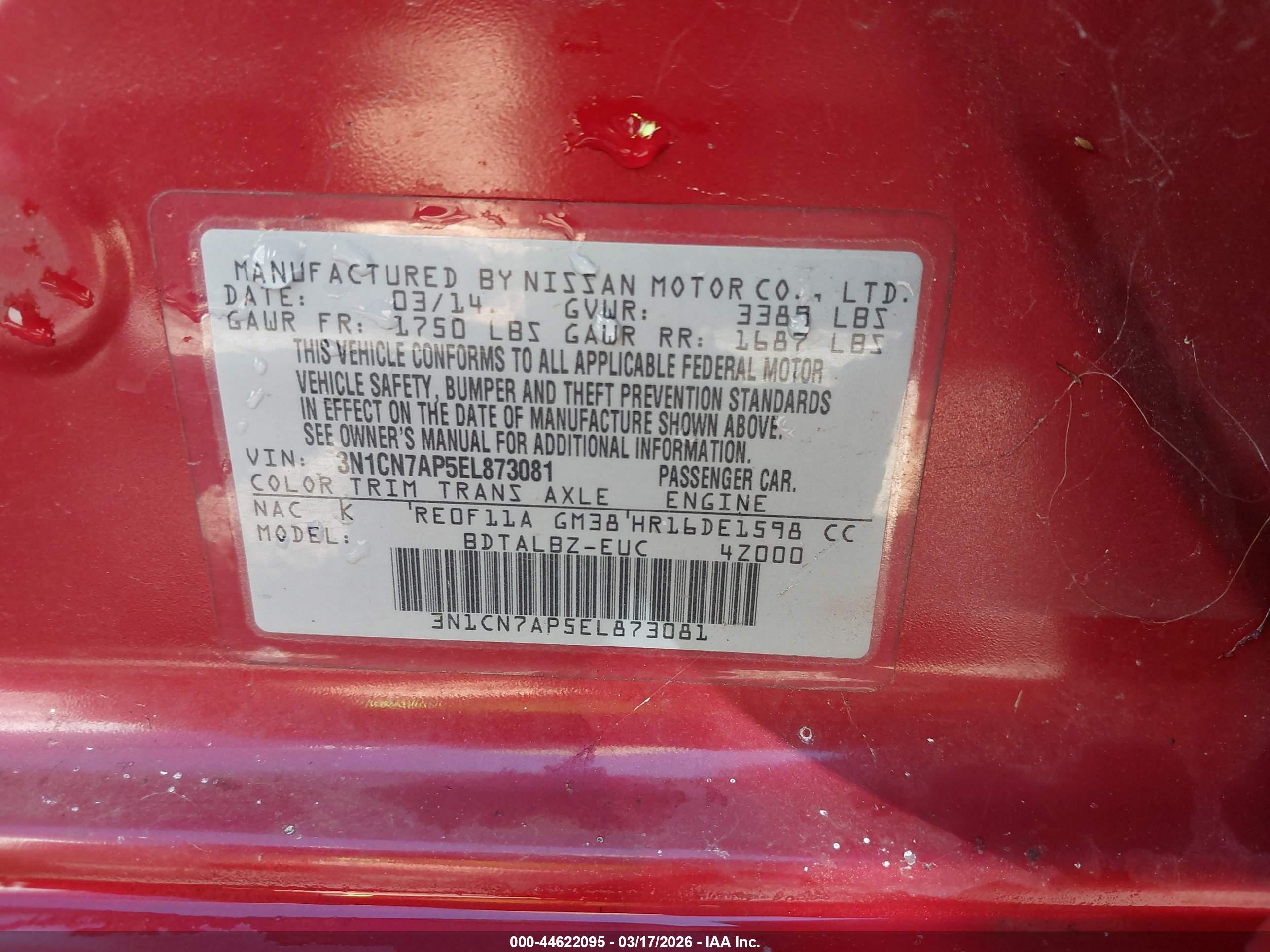 NISSAN VERSA image 9