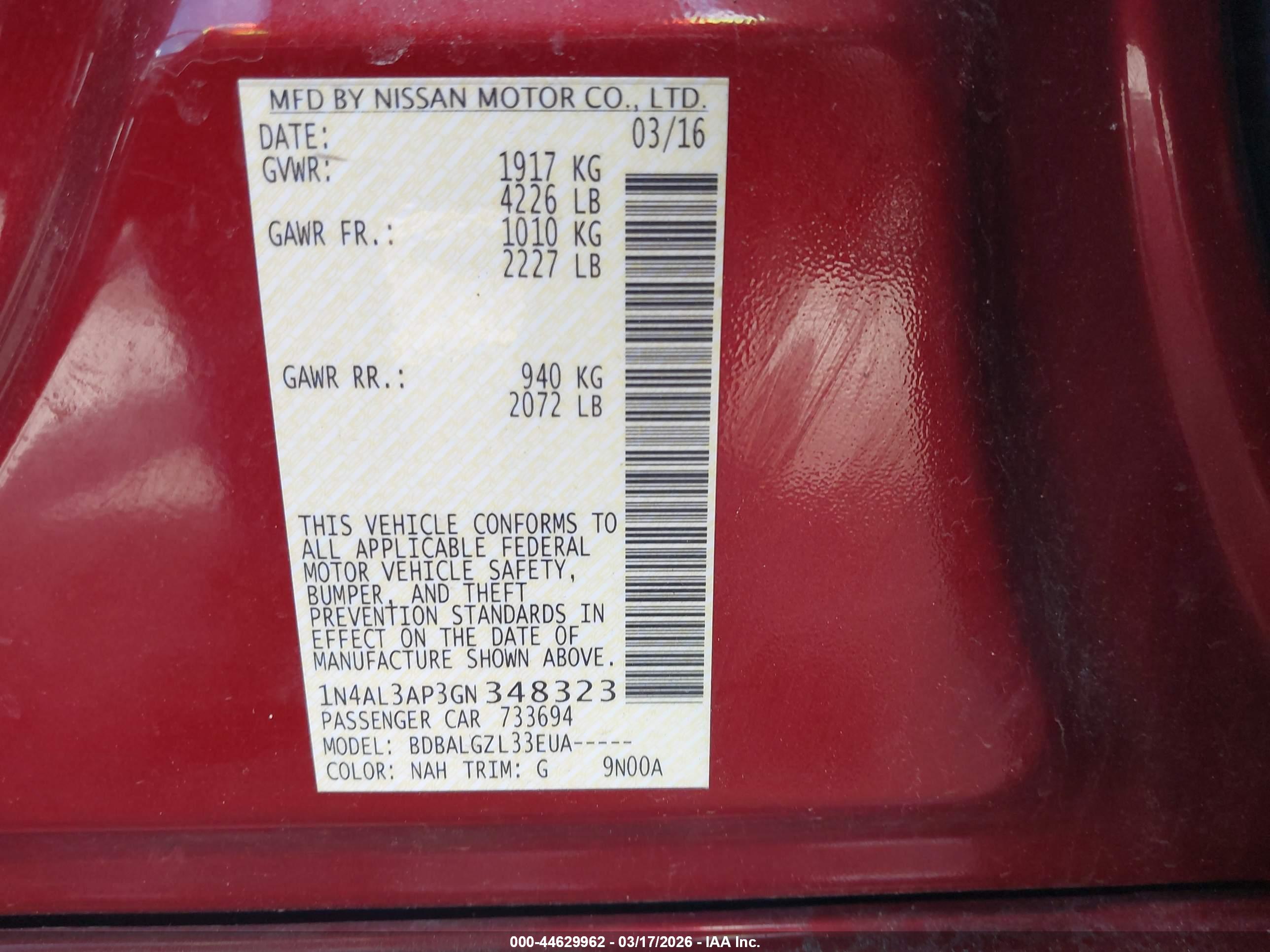 NISSAN ALTIMA image 9