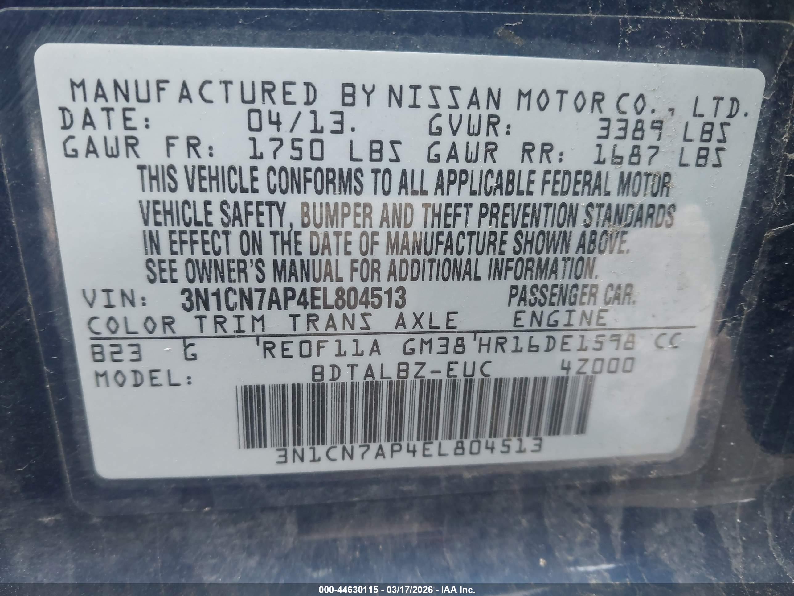 NISSAN VERSA image 9