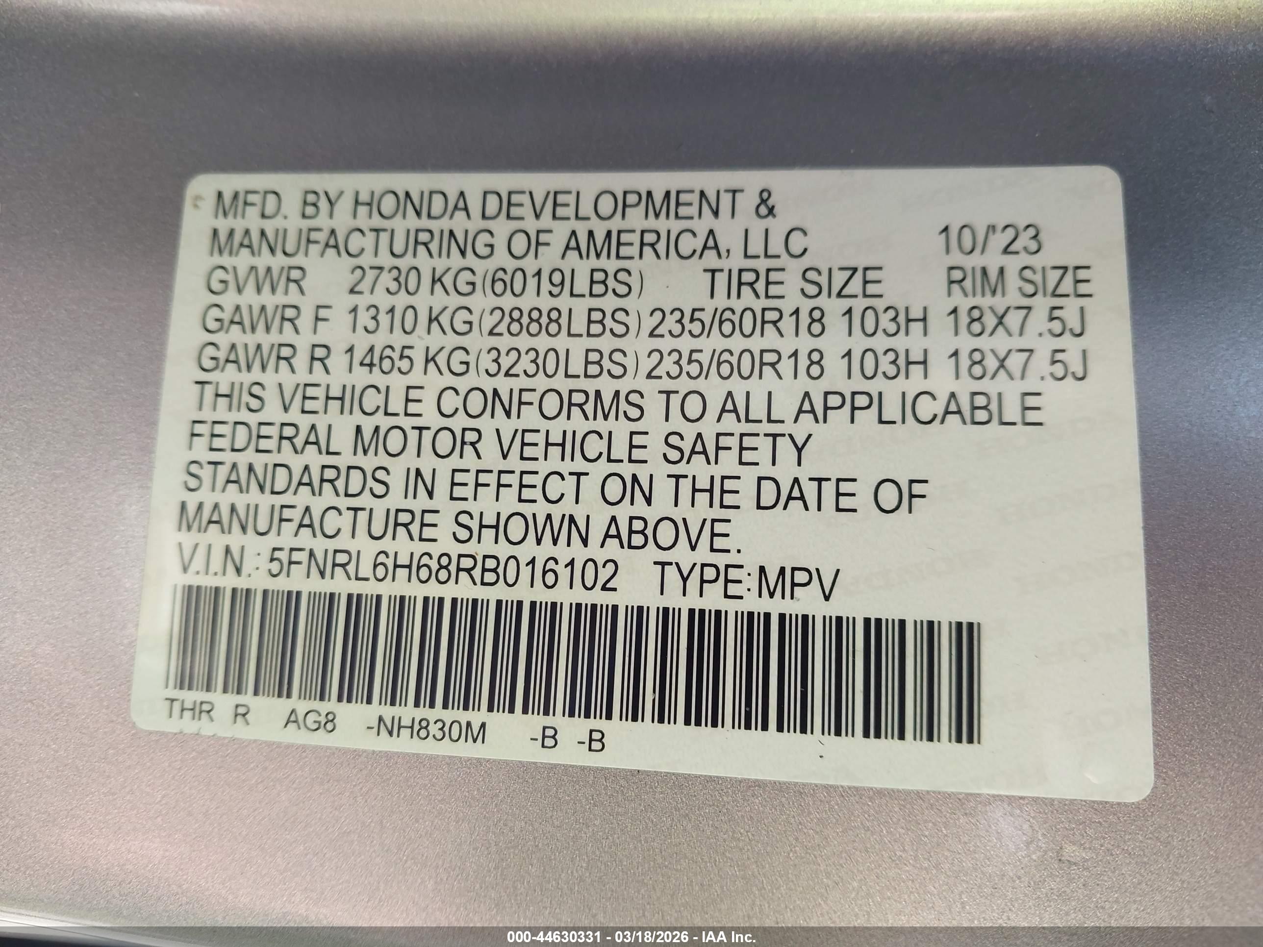 HONDA ODYSSEY image 9