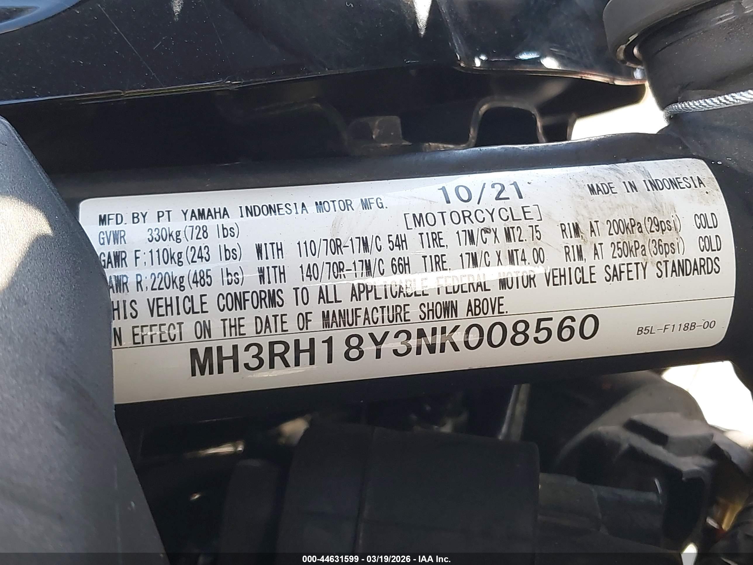 YAMAHA YZFR3 image 10