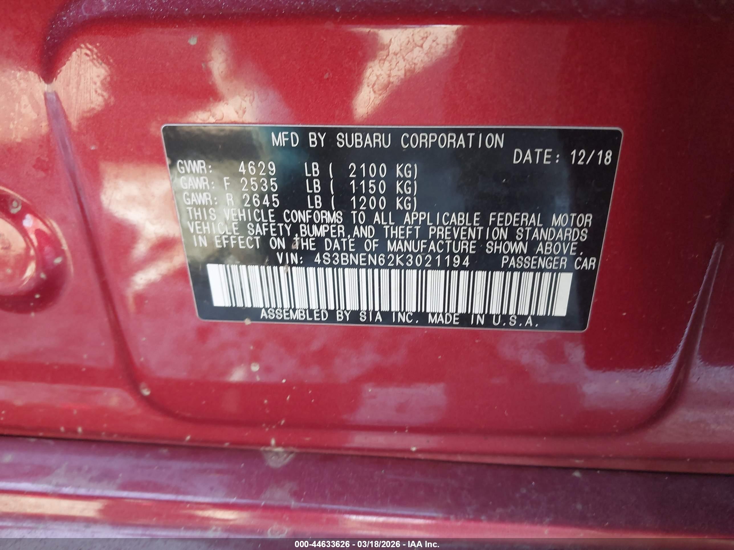 SUBARU LEGACY image 9