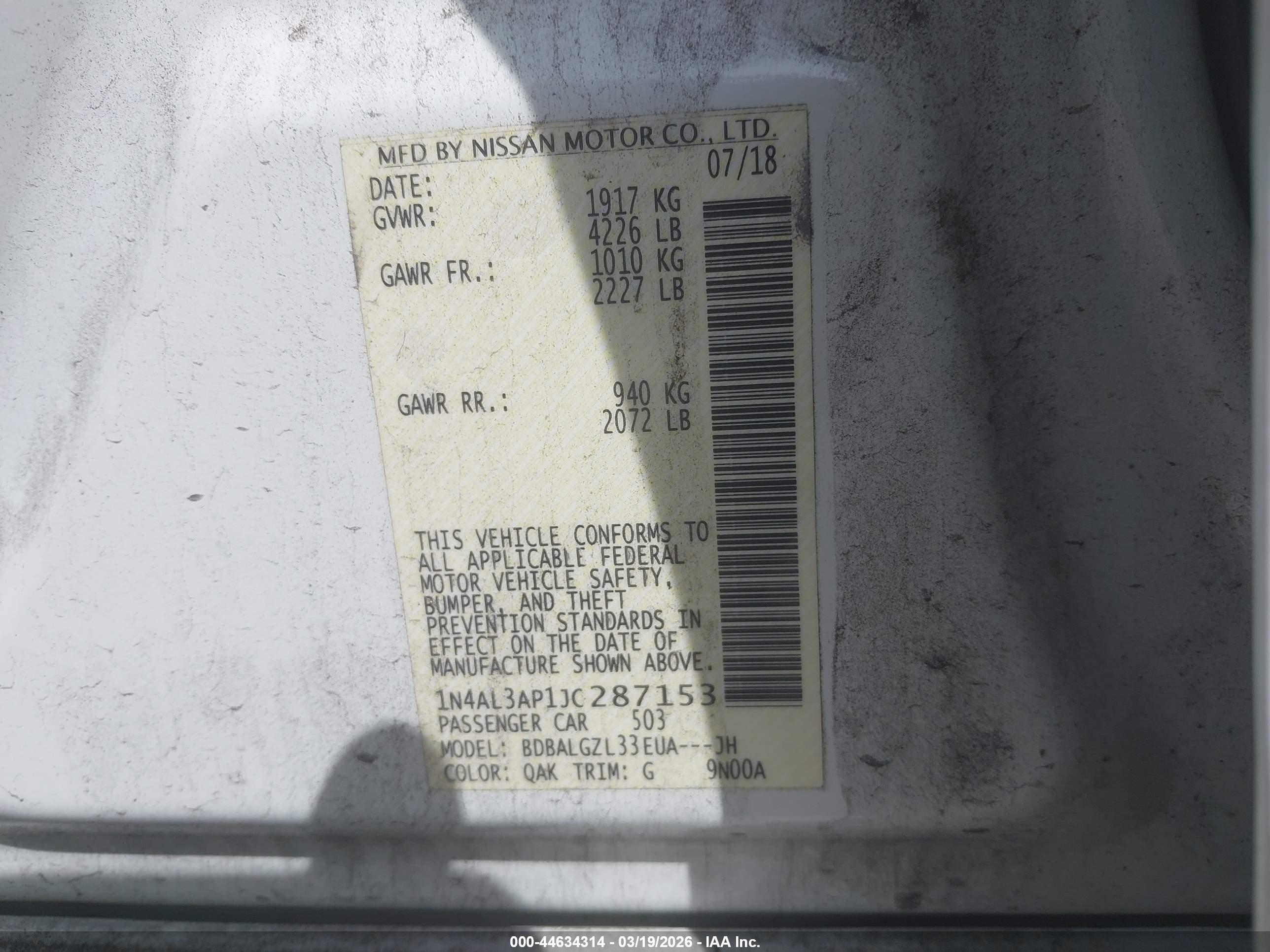 NISSAN ALTIMA image 9