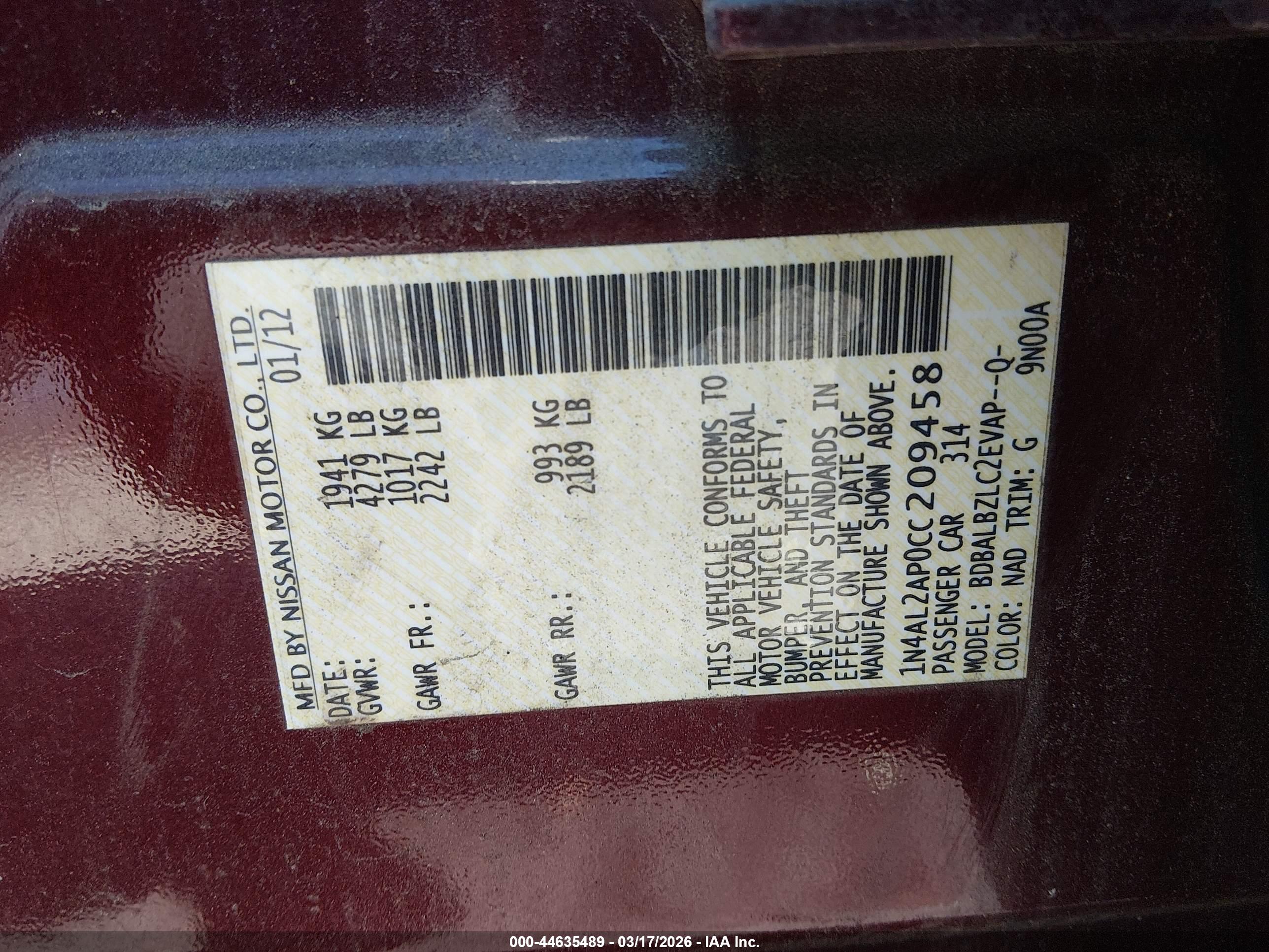 NISSAN ALTIMA image 9