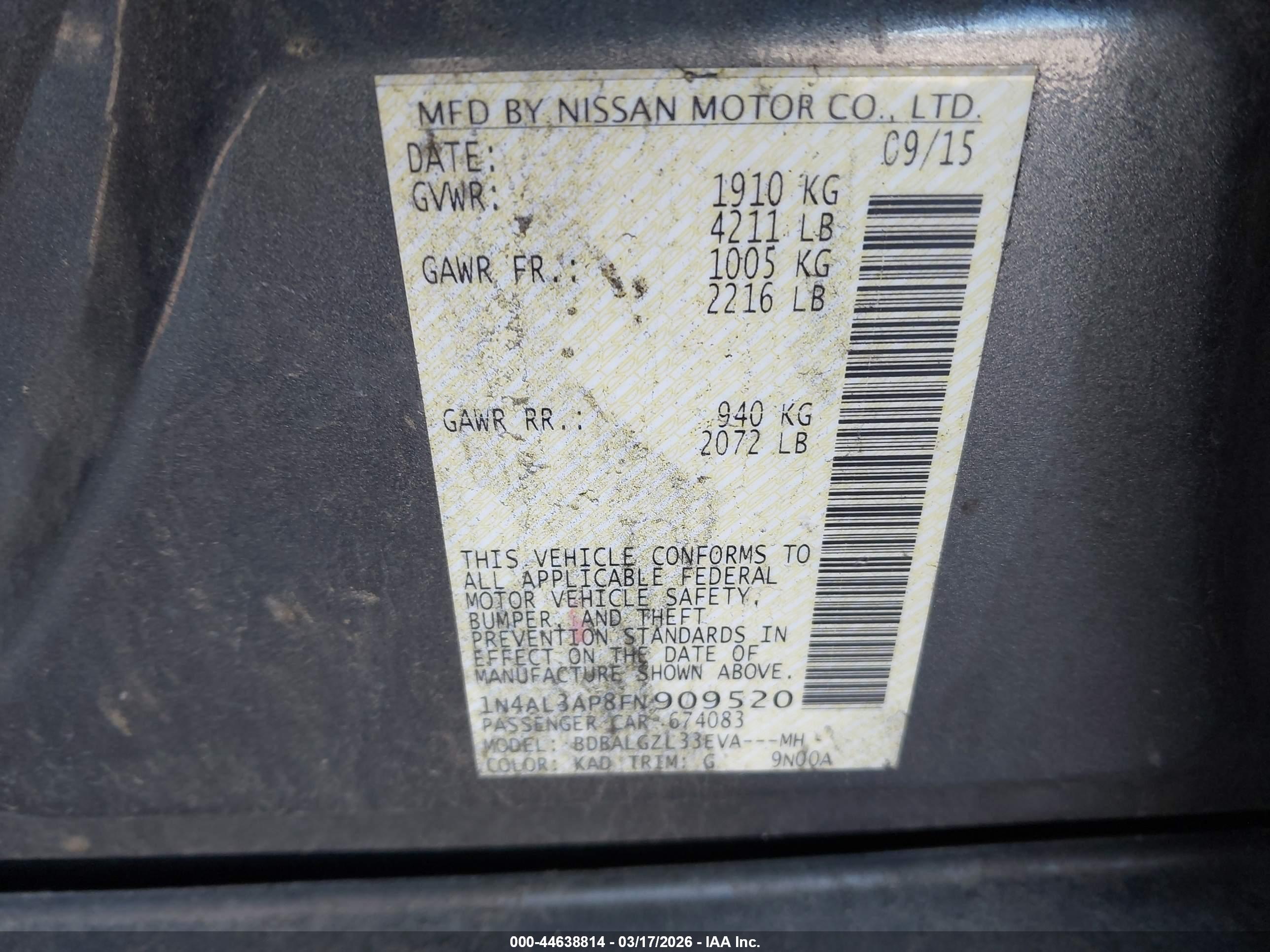 NISSAN ALTIMA image 9