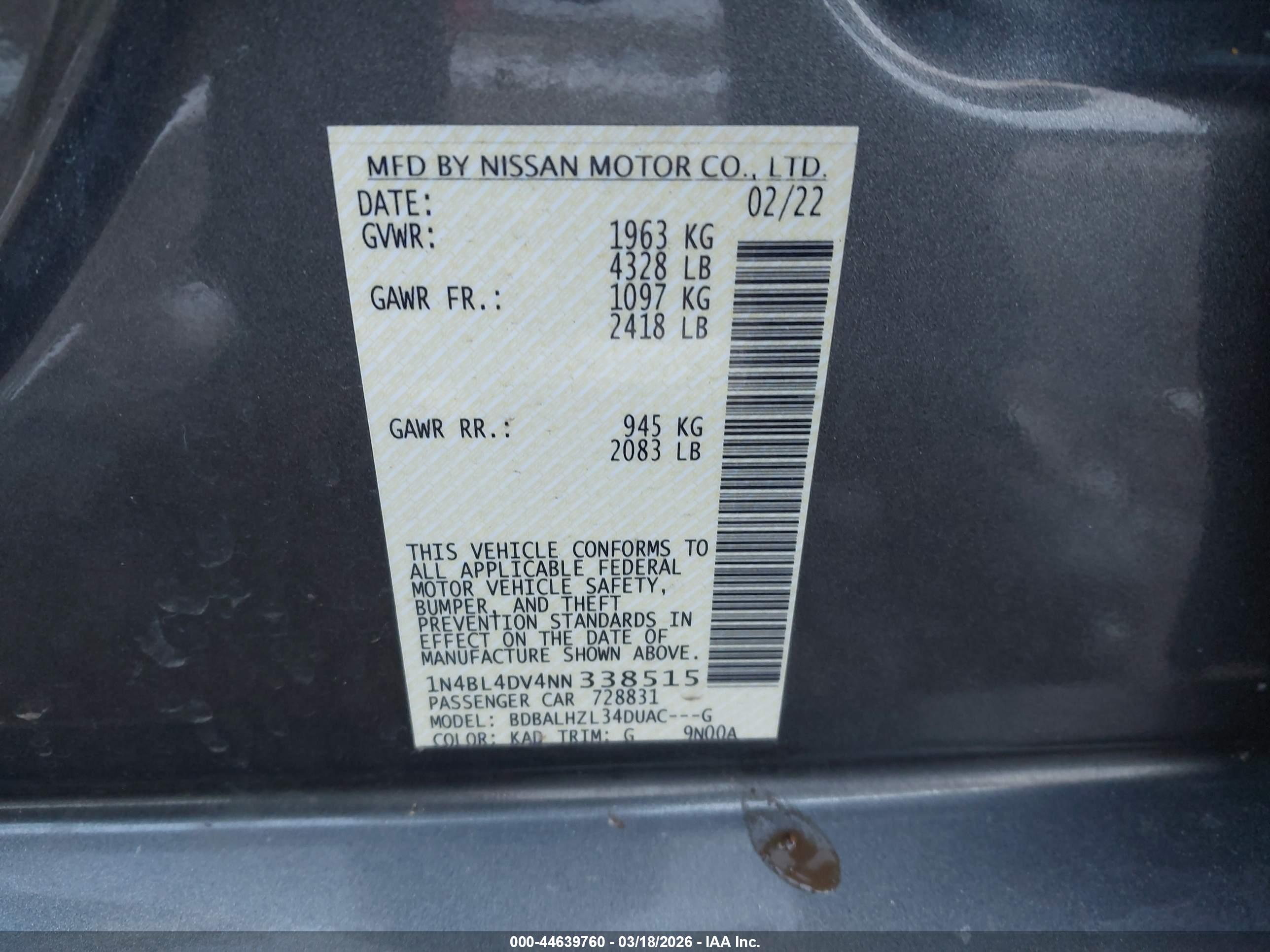 NISSAN ALTIMA image 9