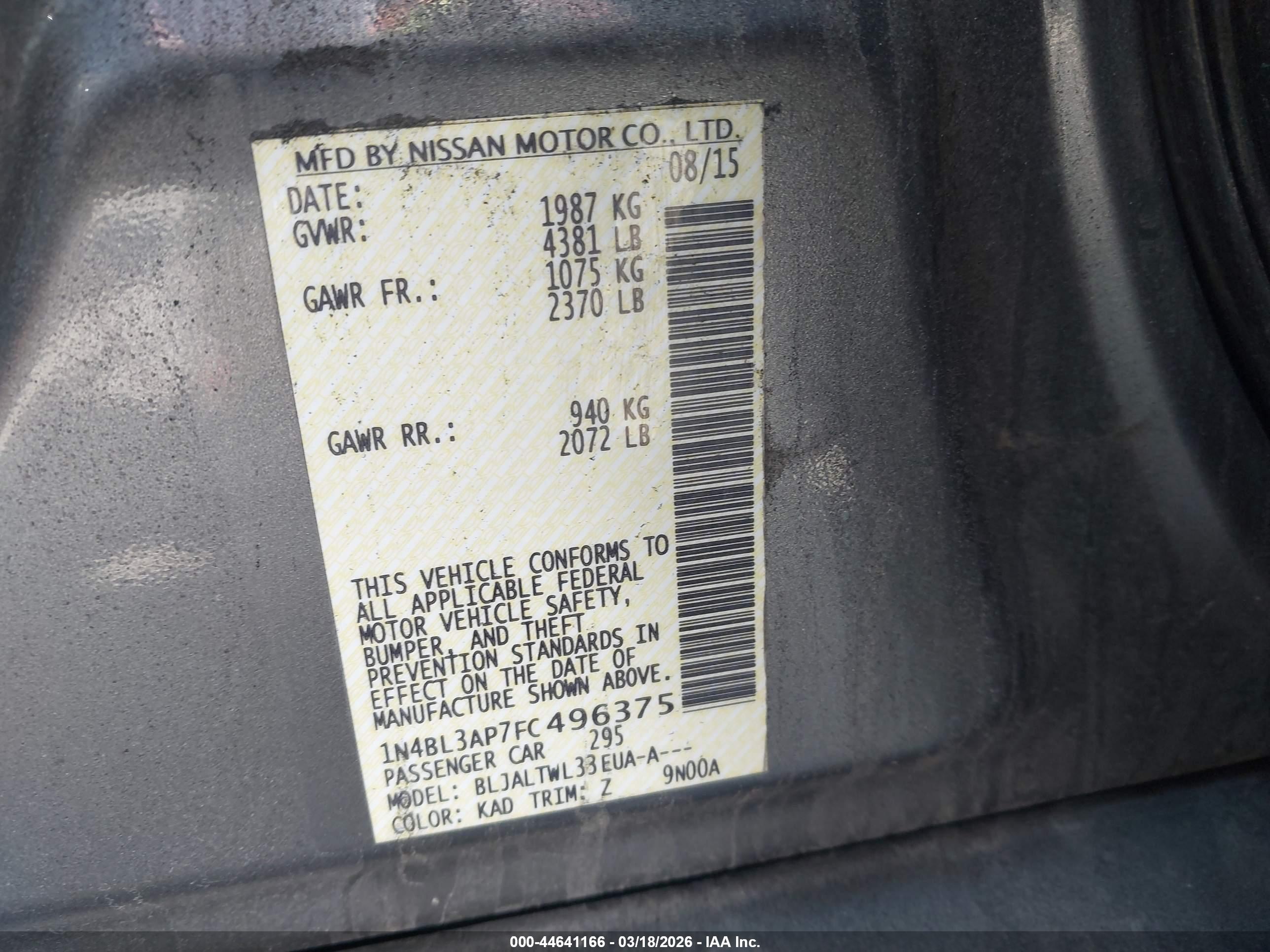 NISSAN ALTIMA image 9