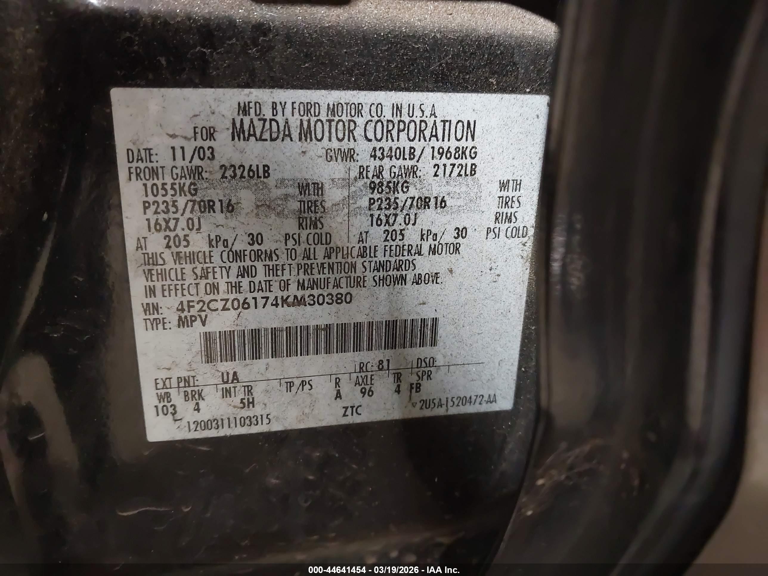 MAZDA TRIBUTE image 9