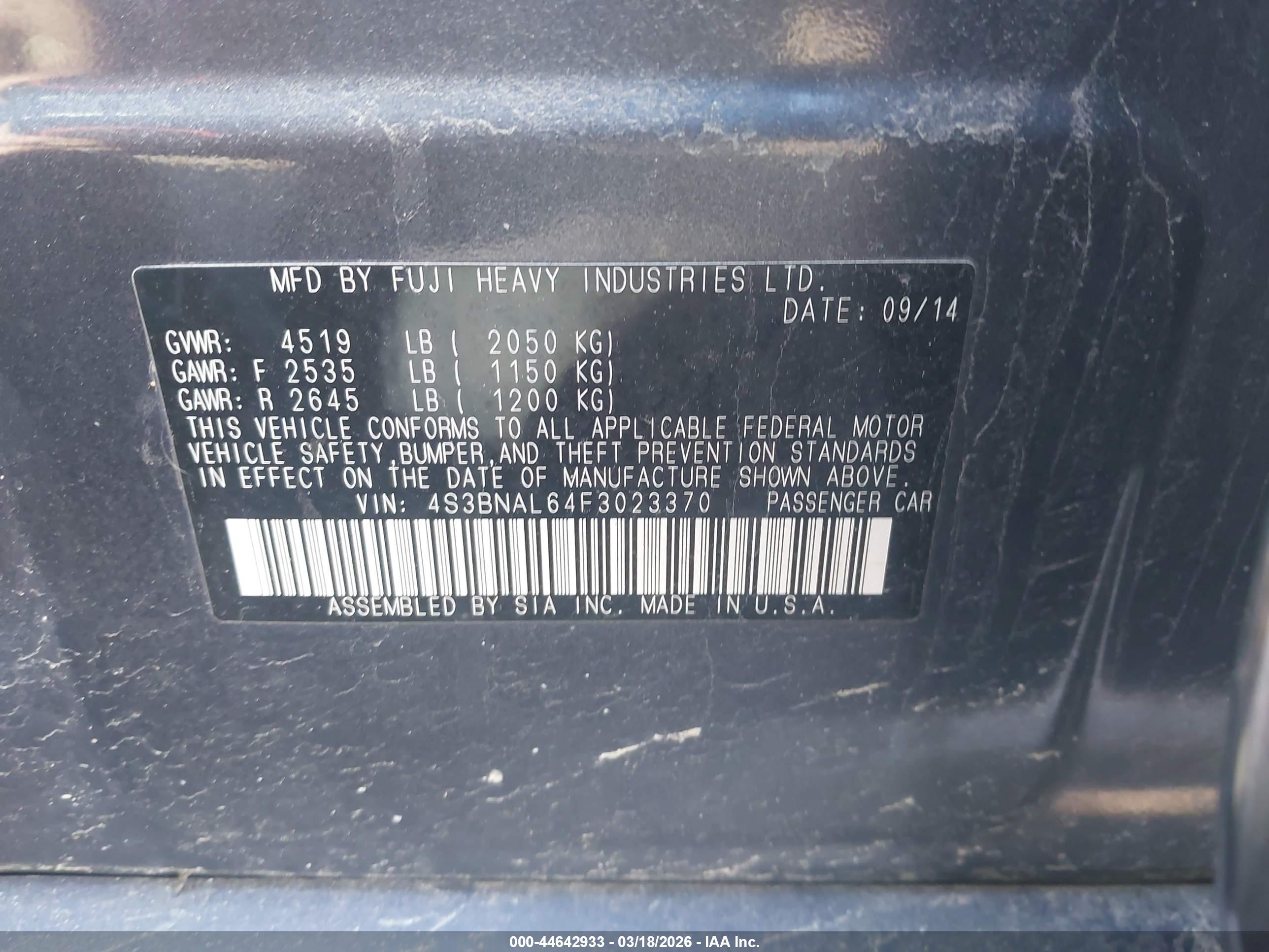 SUBARU LEGACY image 9