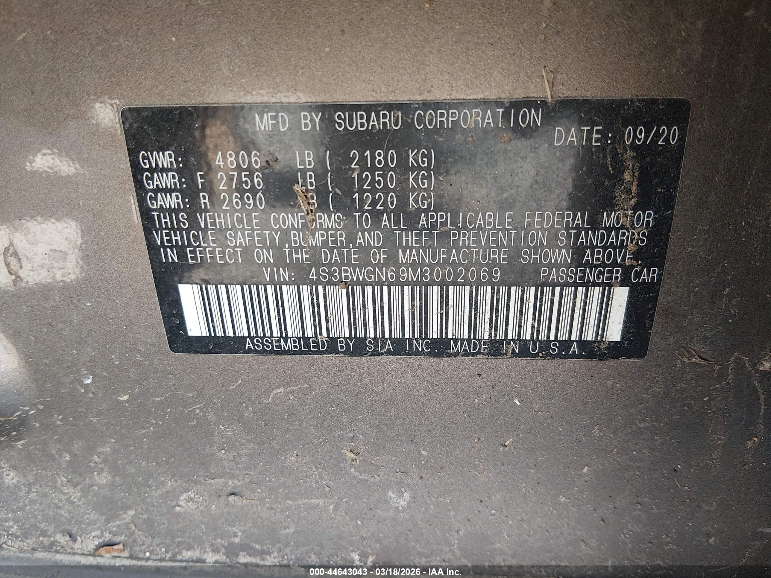 SUBARU LEGACY image 9