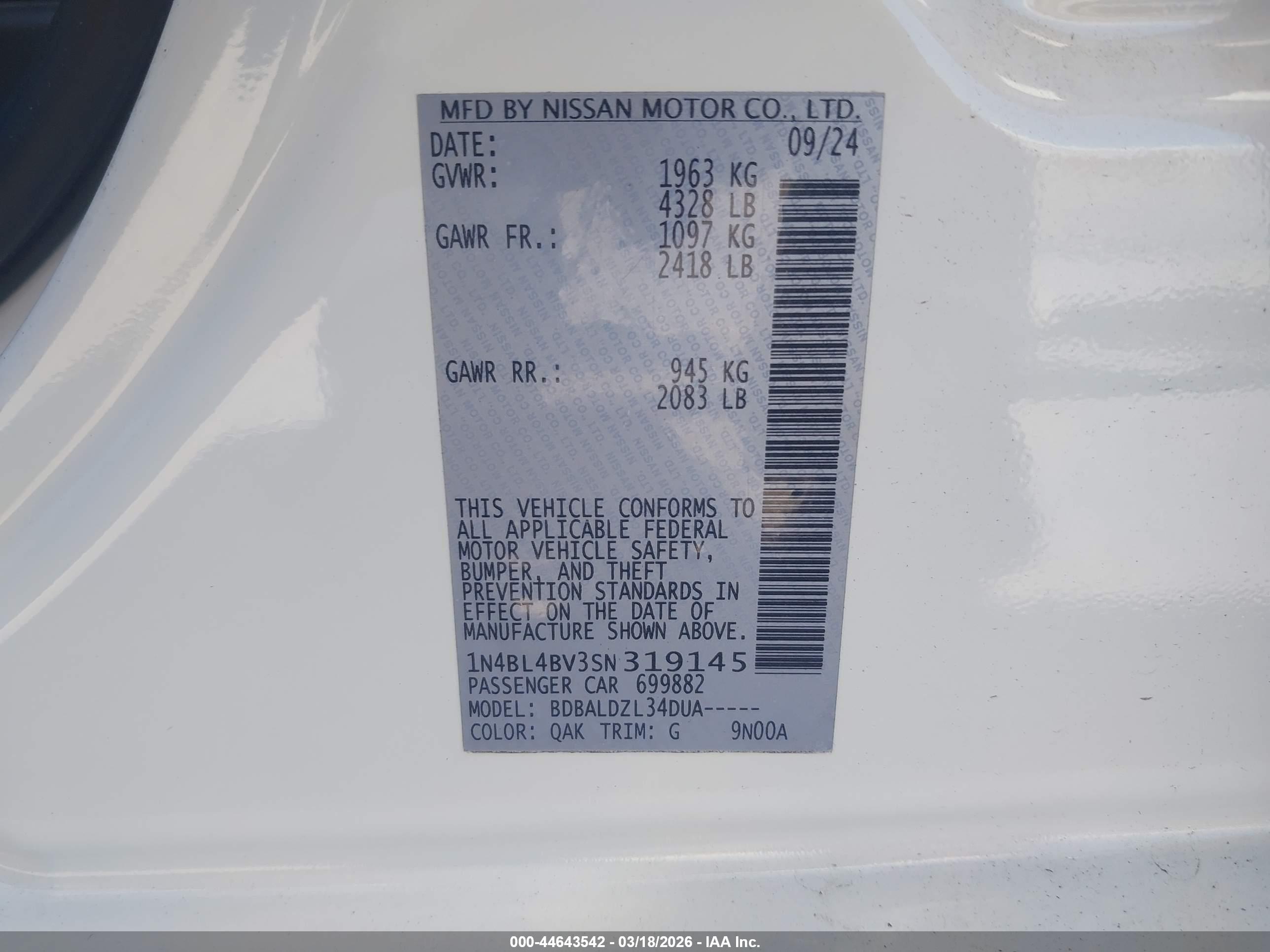 NISSAN ALTIMA image 9