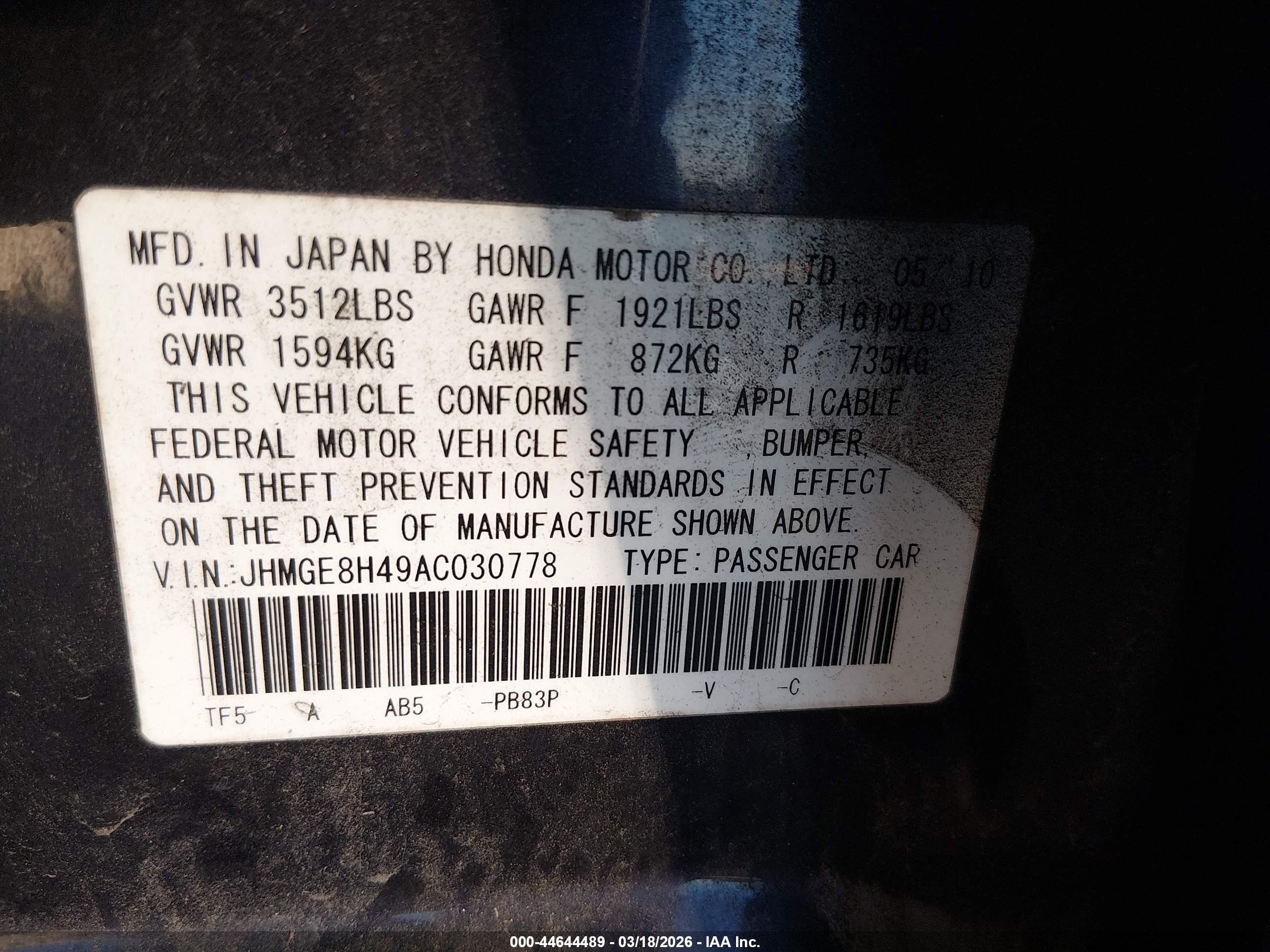HONDA FIT image 9