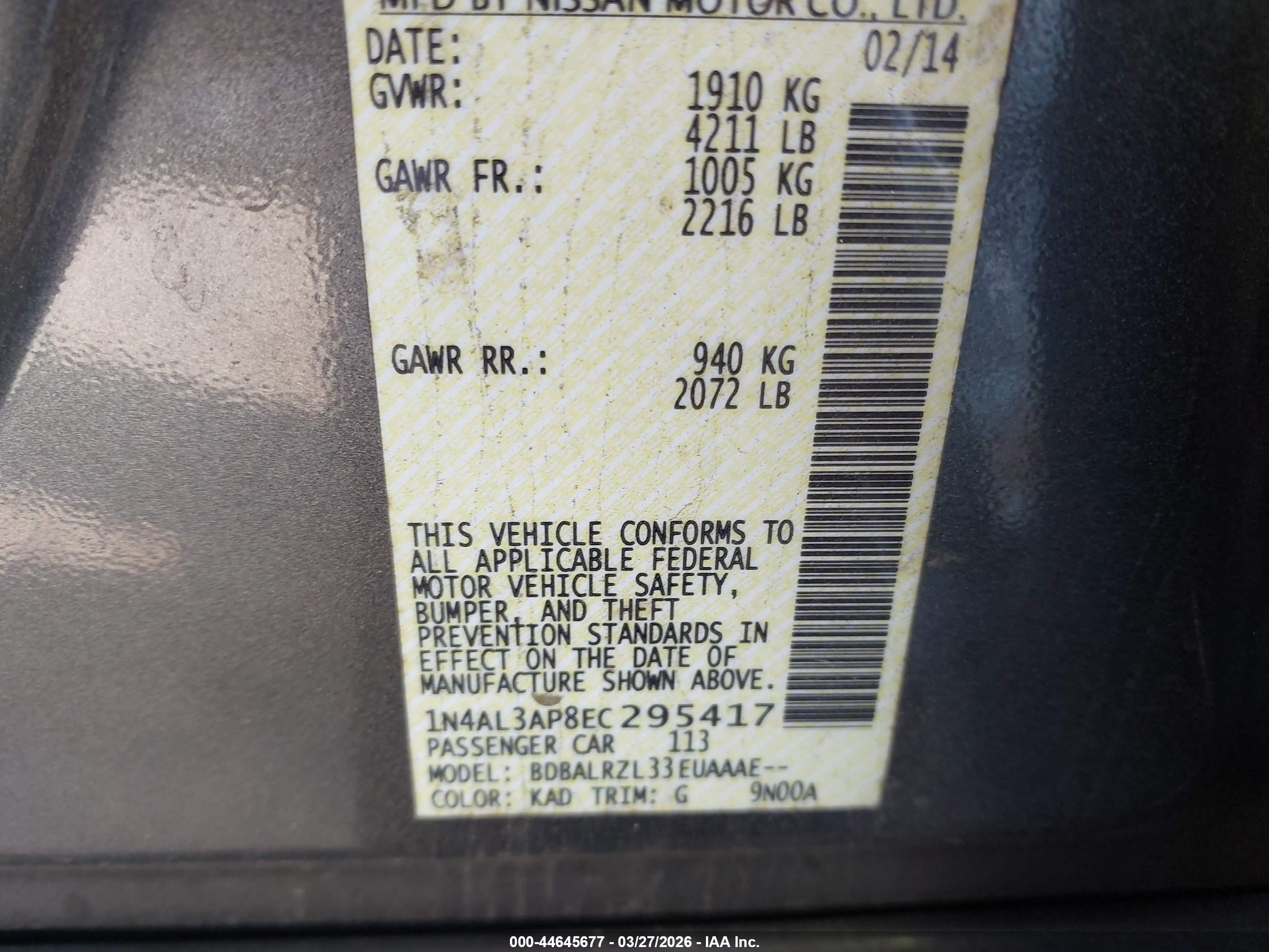 NISSAN ALTIMA image 9