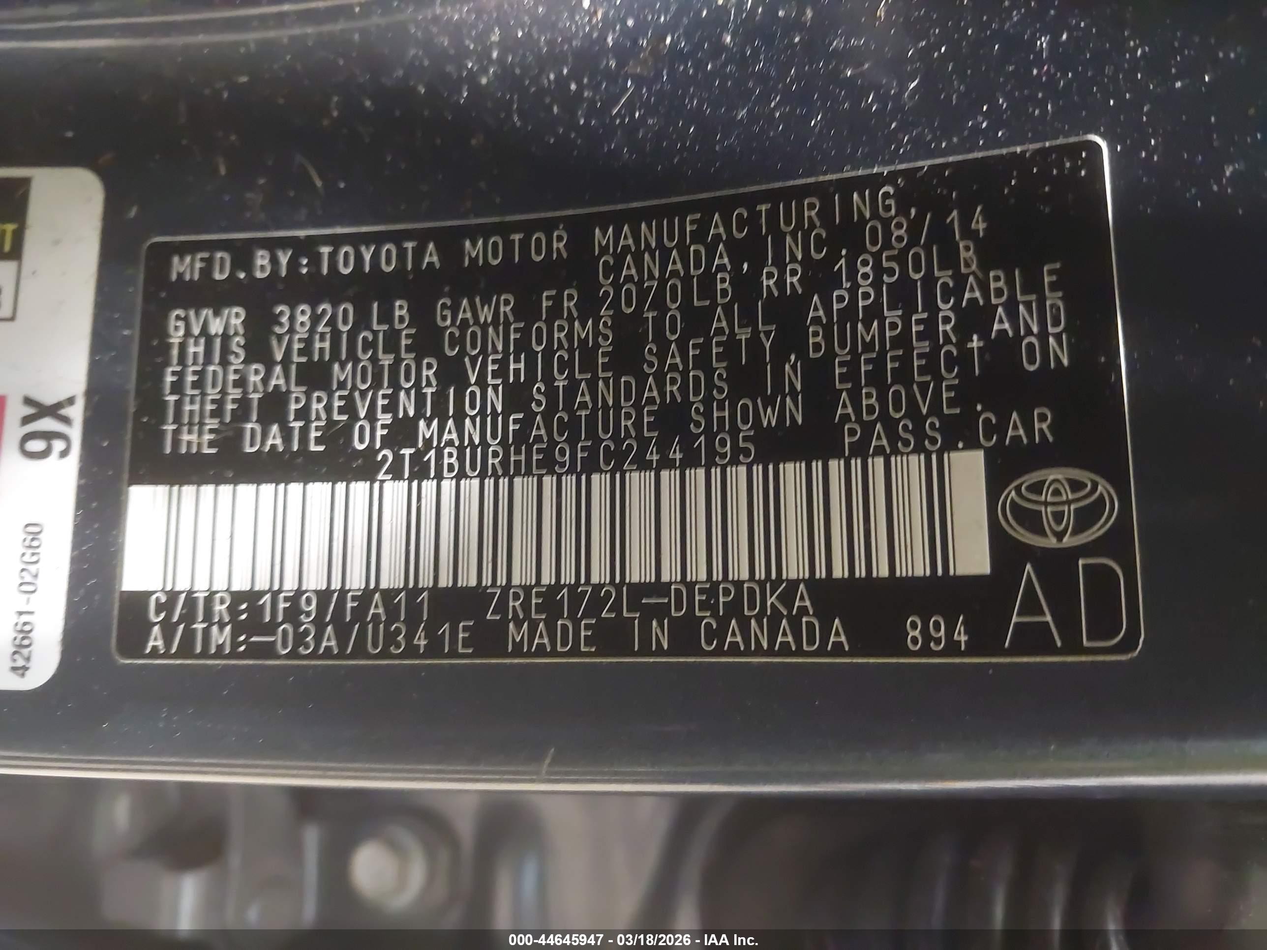 TOYOTA COROLLA image 9